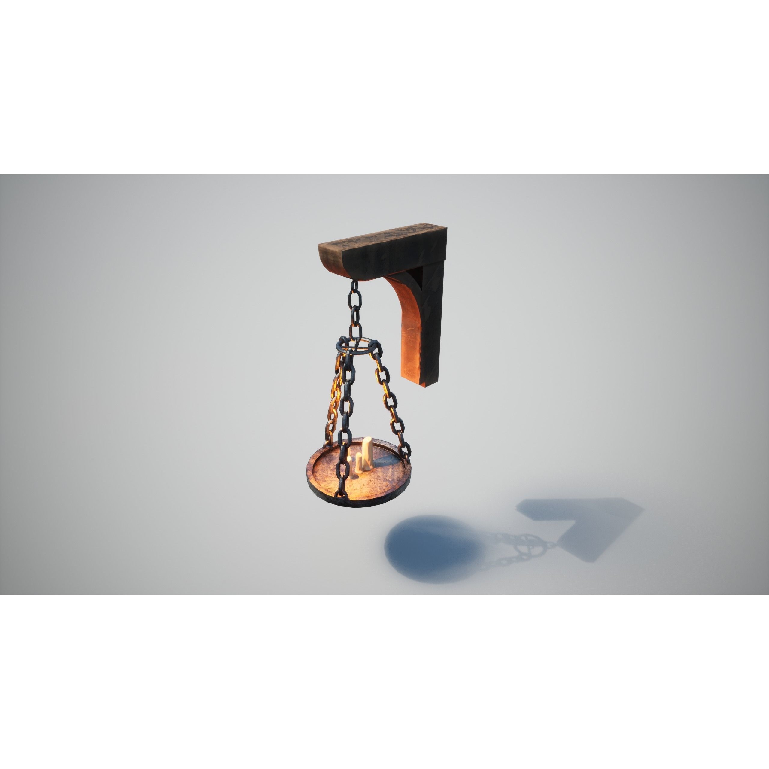 Medieval Lamp 3D Model – Low Poly PBR Game Asset, FBX, OBJ - View 4