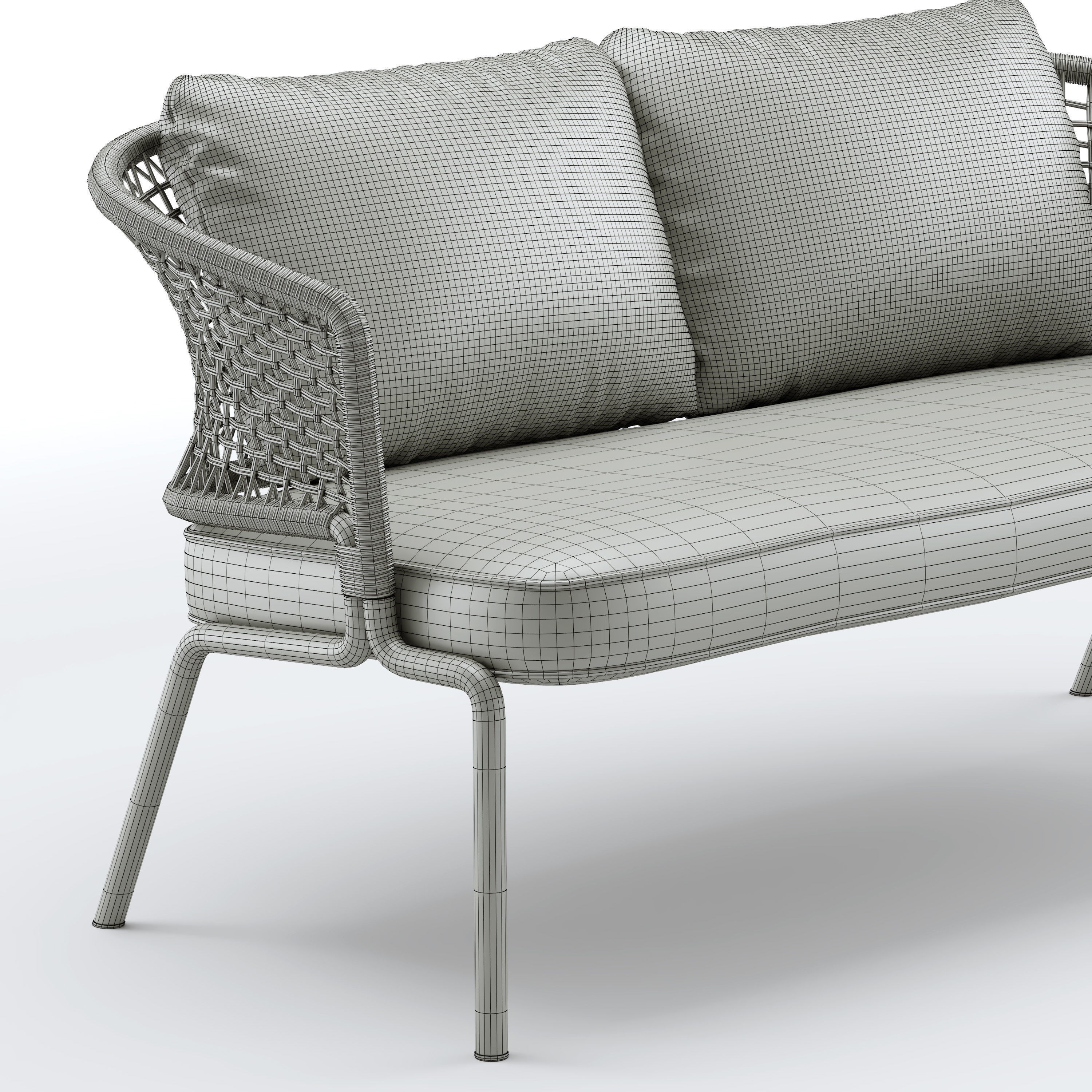 Woven Sofa 3D Model – Outdoor Garden Furniture, FBX, PBR Textures