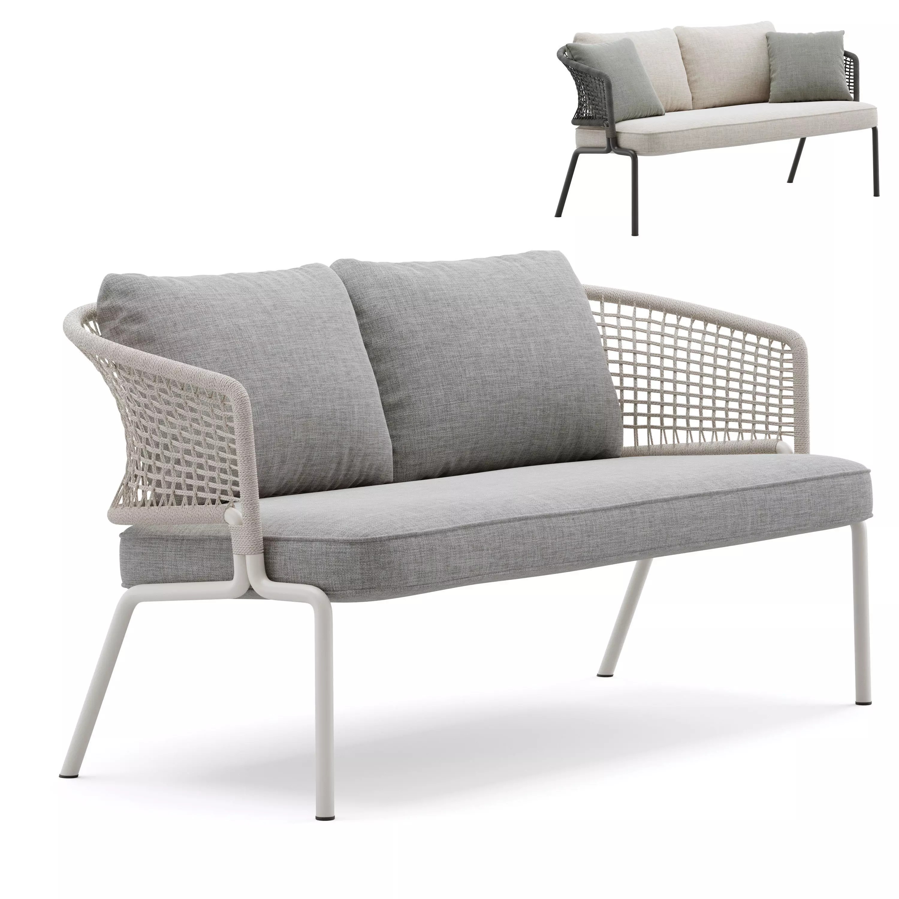 Woven Sofa 3D Model – Outdoor Garden Furniture, FBX, PBR Textures - View 2