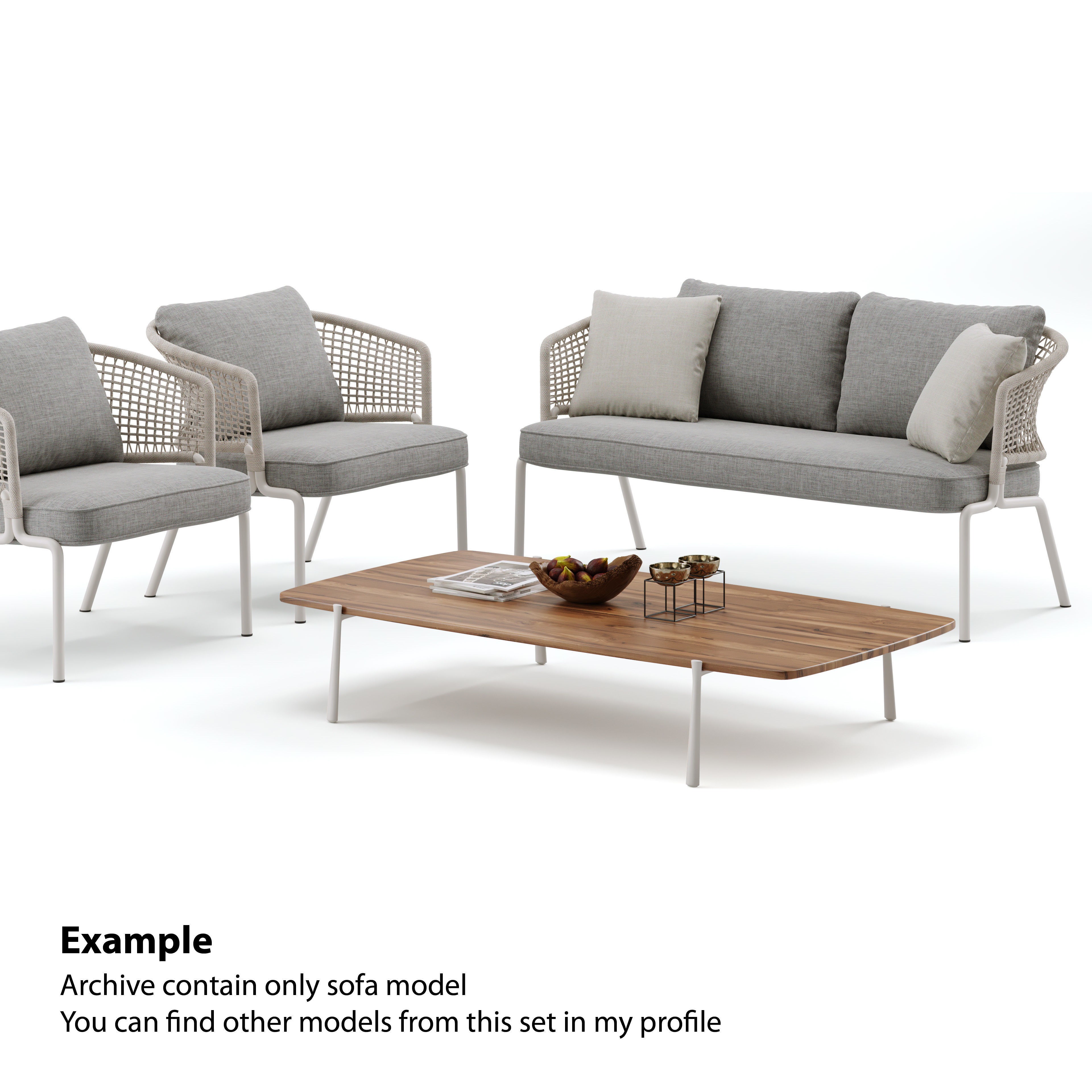 Woven Sofa 3D Model – Outdoor Garden Furniture, FBX, PBR Textures - View 3
