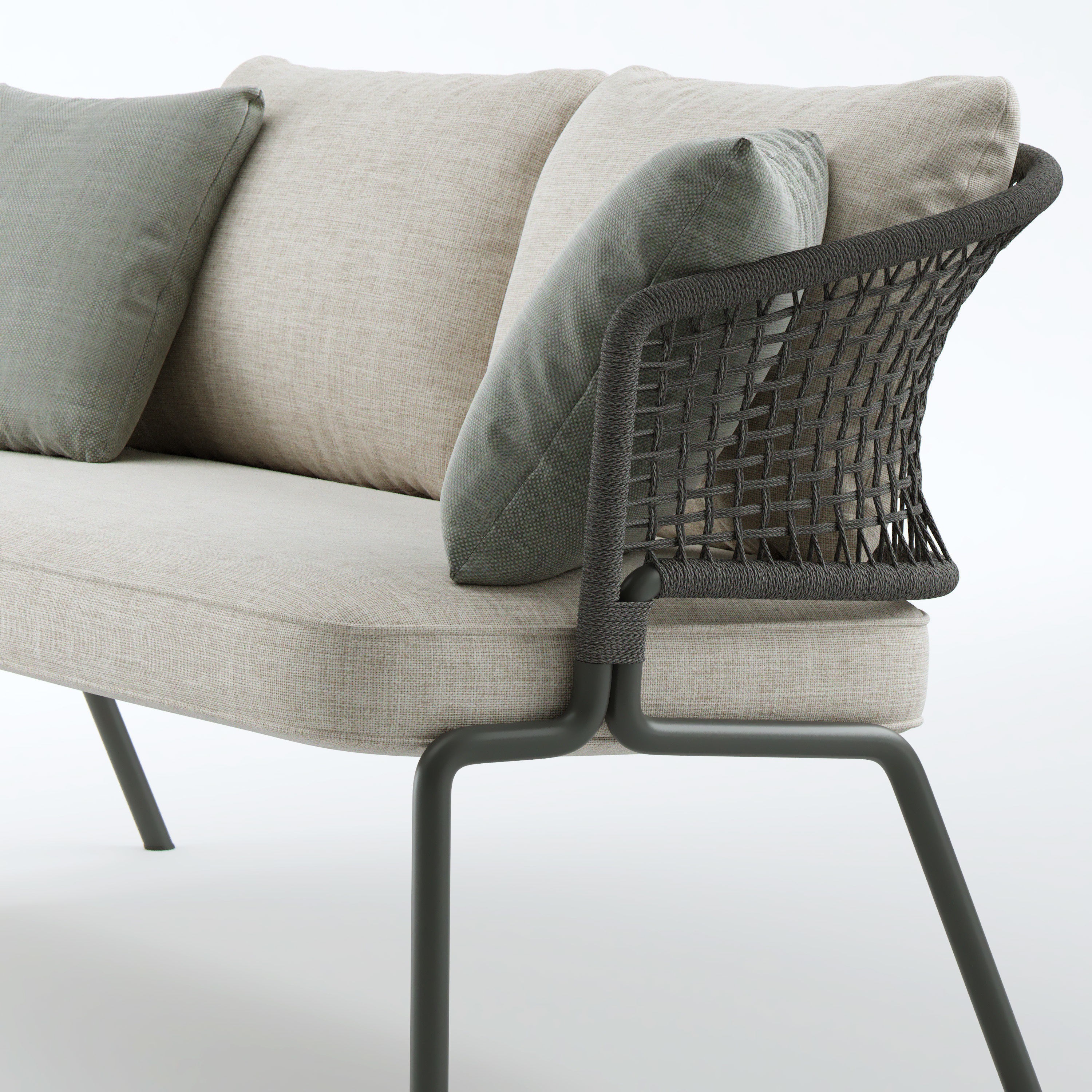 Woven Sofa 3D Model – Outdoor Garden Furniture, FBX, PBR Textures - View 4