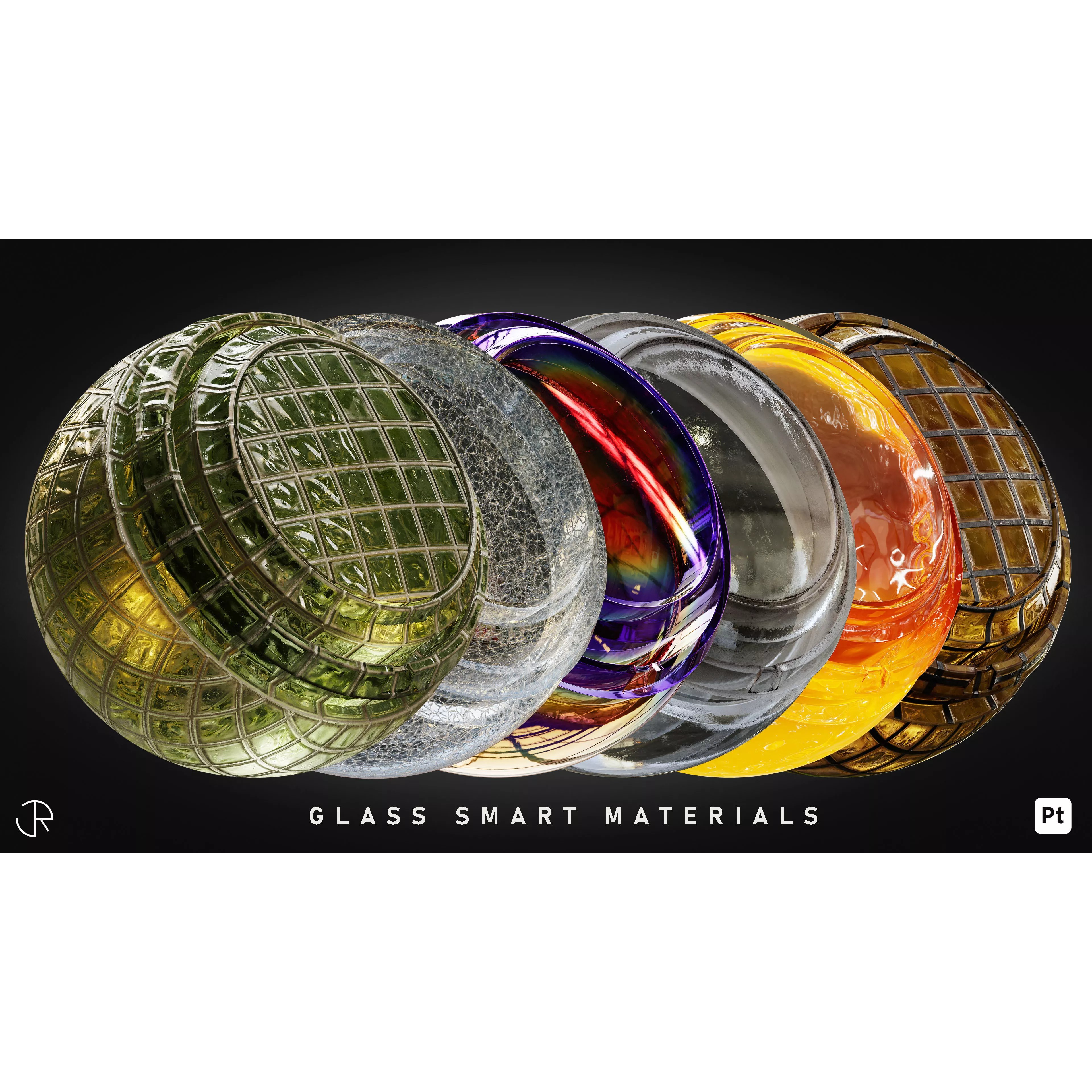 Glass Smart Materials 3D Model – High-Detail Customizable Textures, spsm - View 2