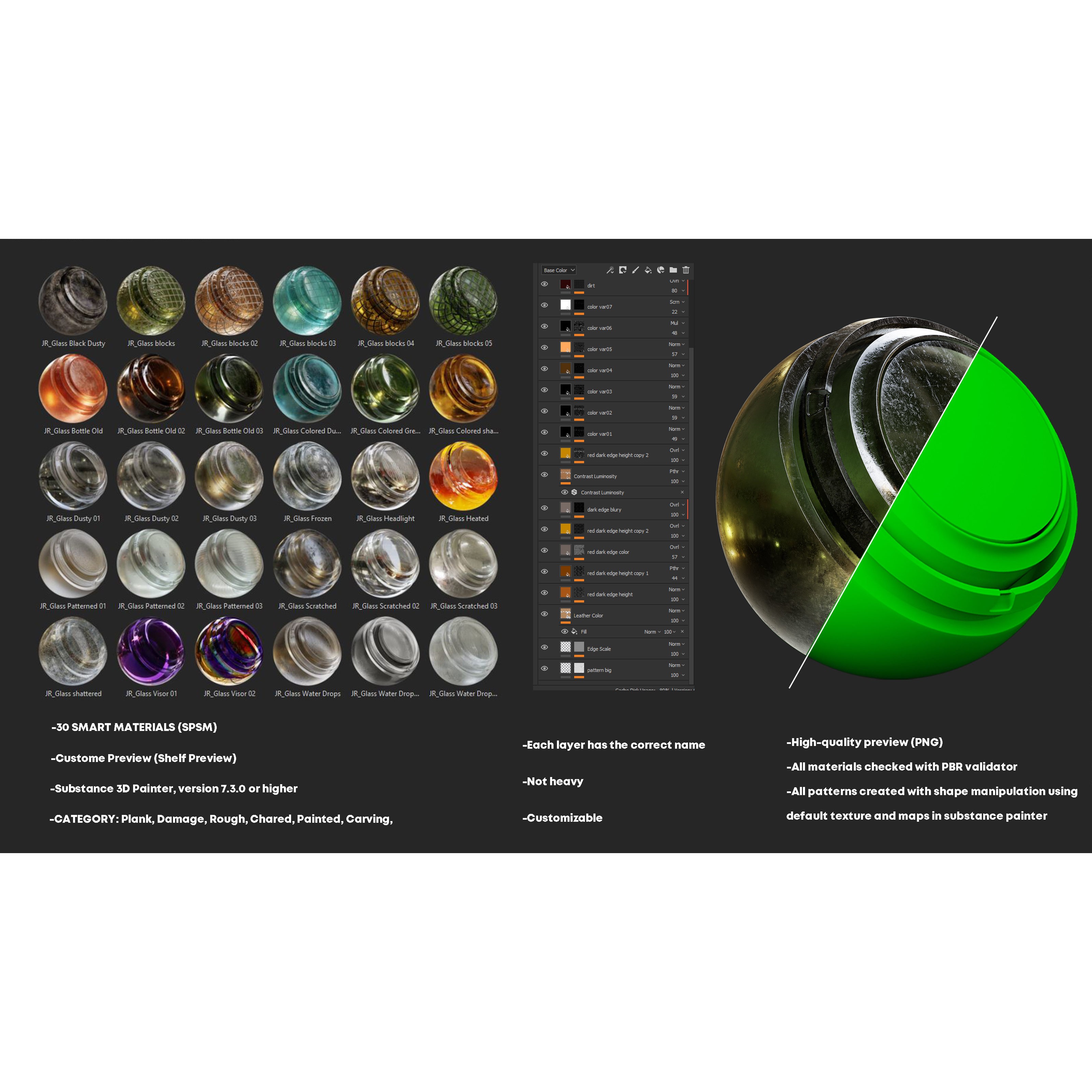 Glass Smart Materials 3D Model – High-Detail Customizable Textures, spsm - View 3