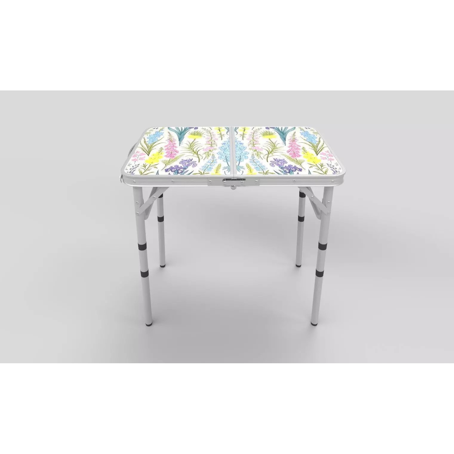 Folding Portable Table 3D Model – Floral Pattern, PBR Textures, FBX, OBJ - View 10