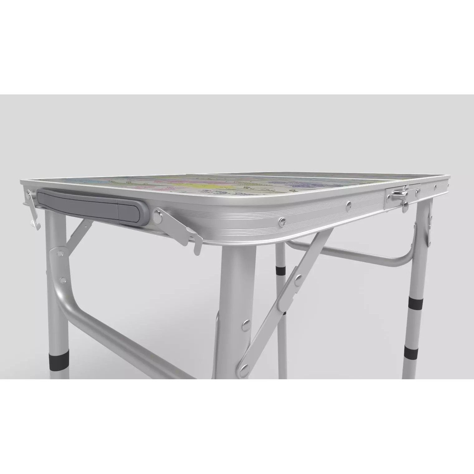 Folding Portable Table 3D Model – Floral Pattern, PBR Textures, FBX, OBJ - View 12