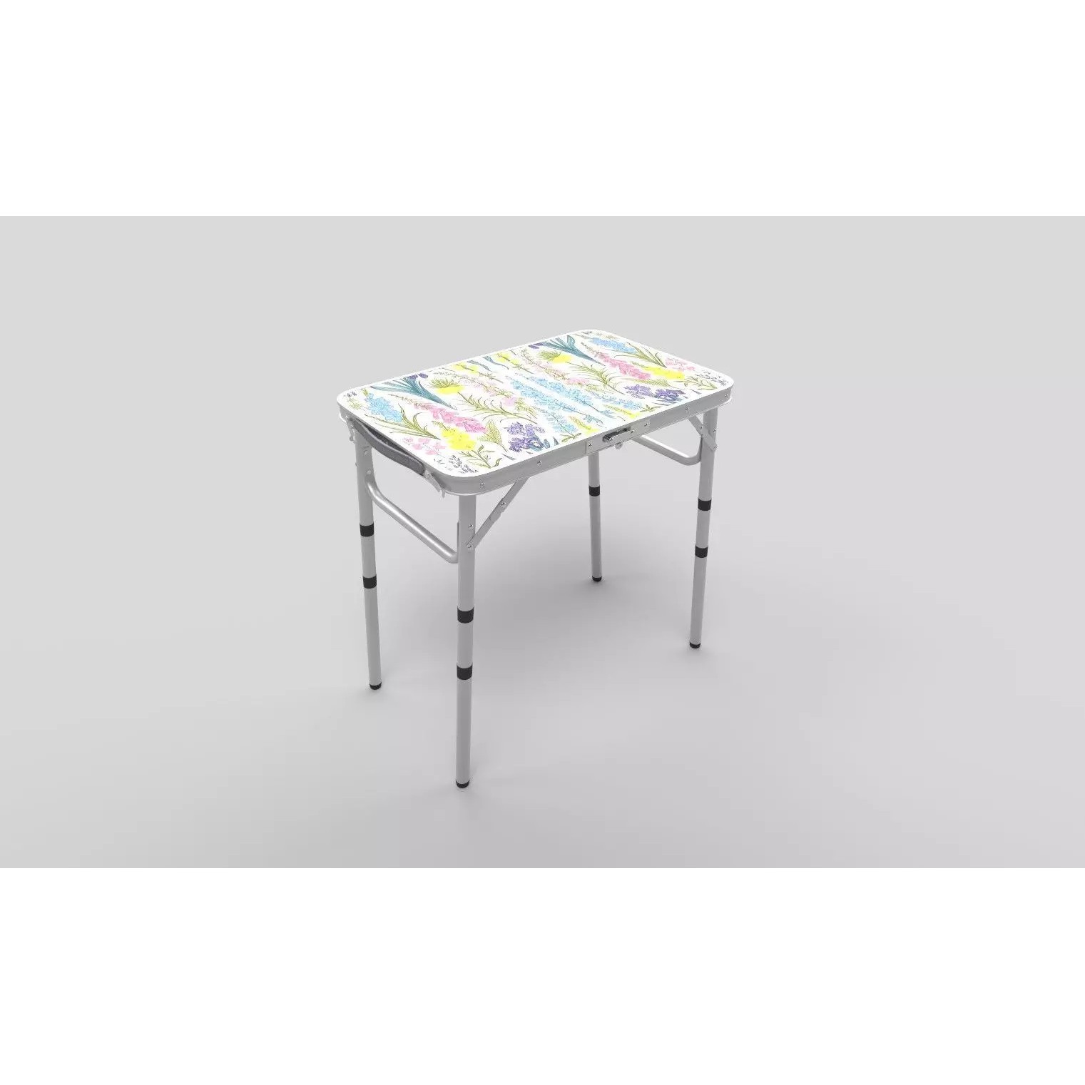 Folding Portable Table 3D Model – Floral Pattern, PBR Textures, FBX, OBJ - View 2