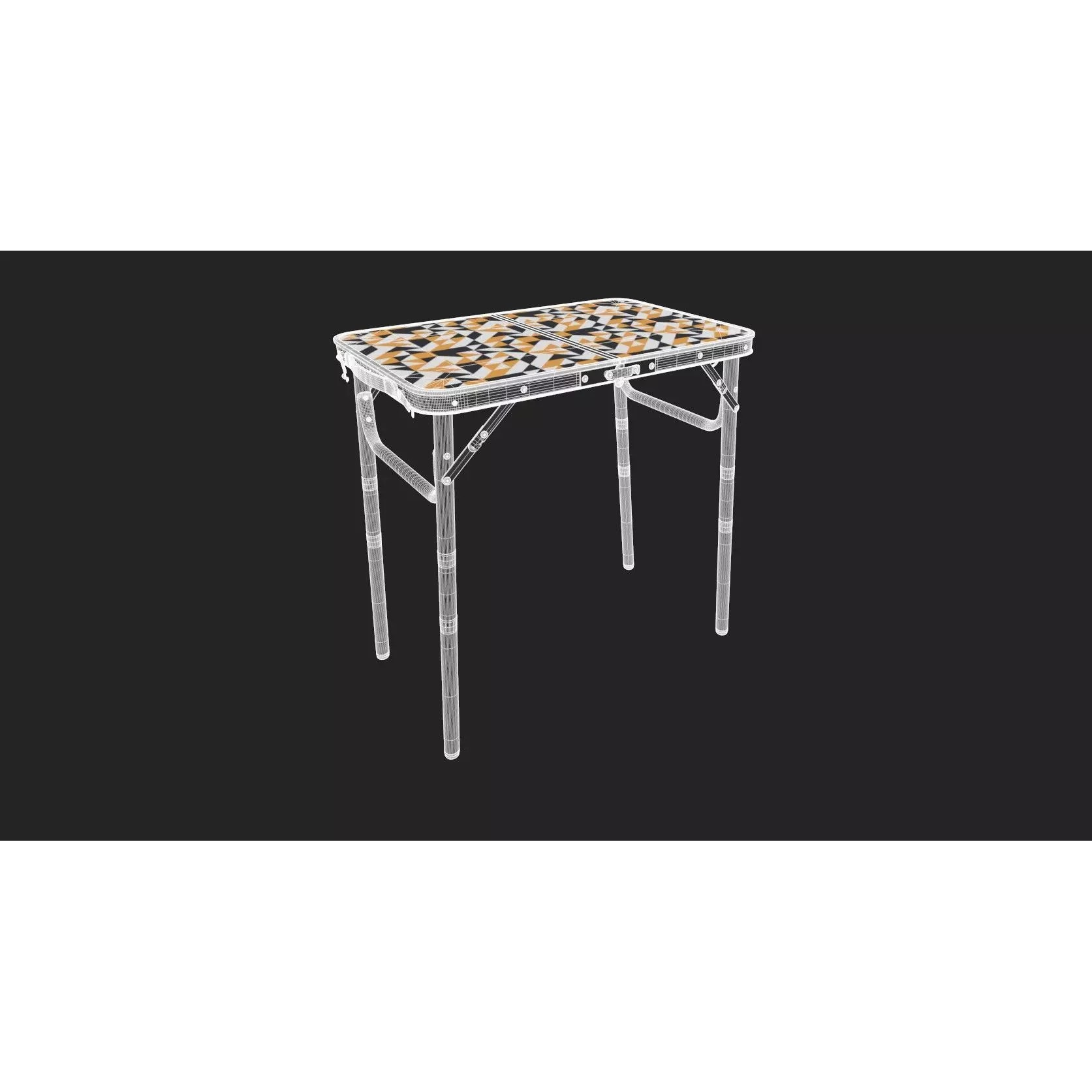 Folding Portable Table 3D Model – Floral Pattern, PBR Textures, FBX, OBJ - View 9