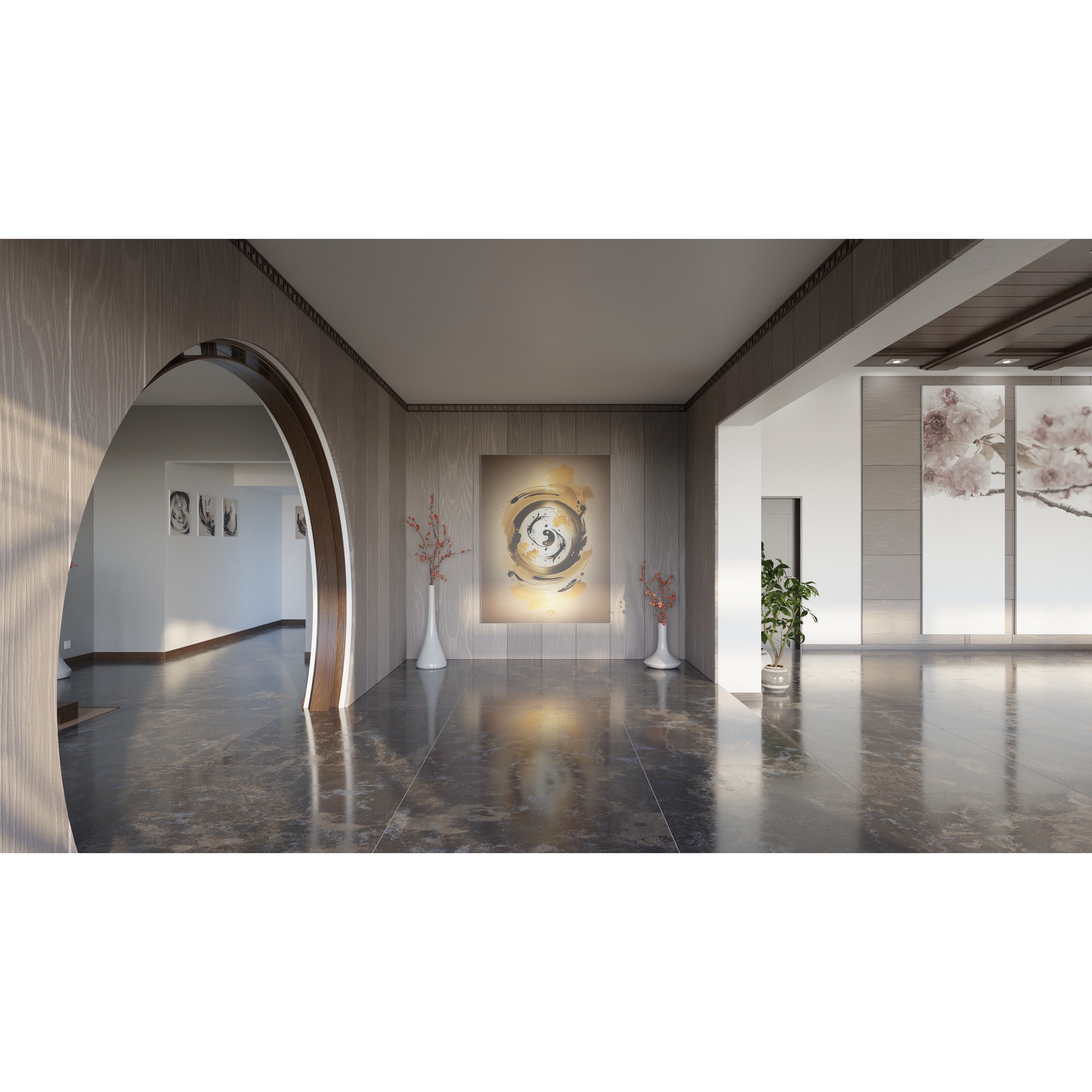 Modern Asian Style Living Room - HiPoly 3D Model - View 10