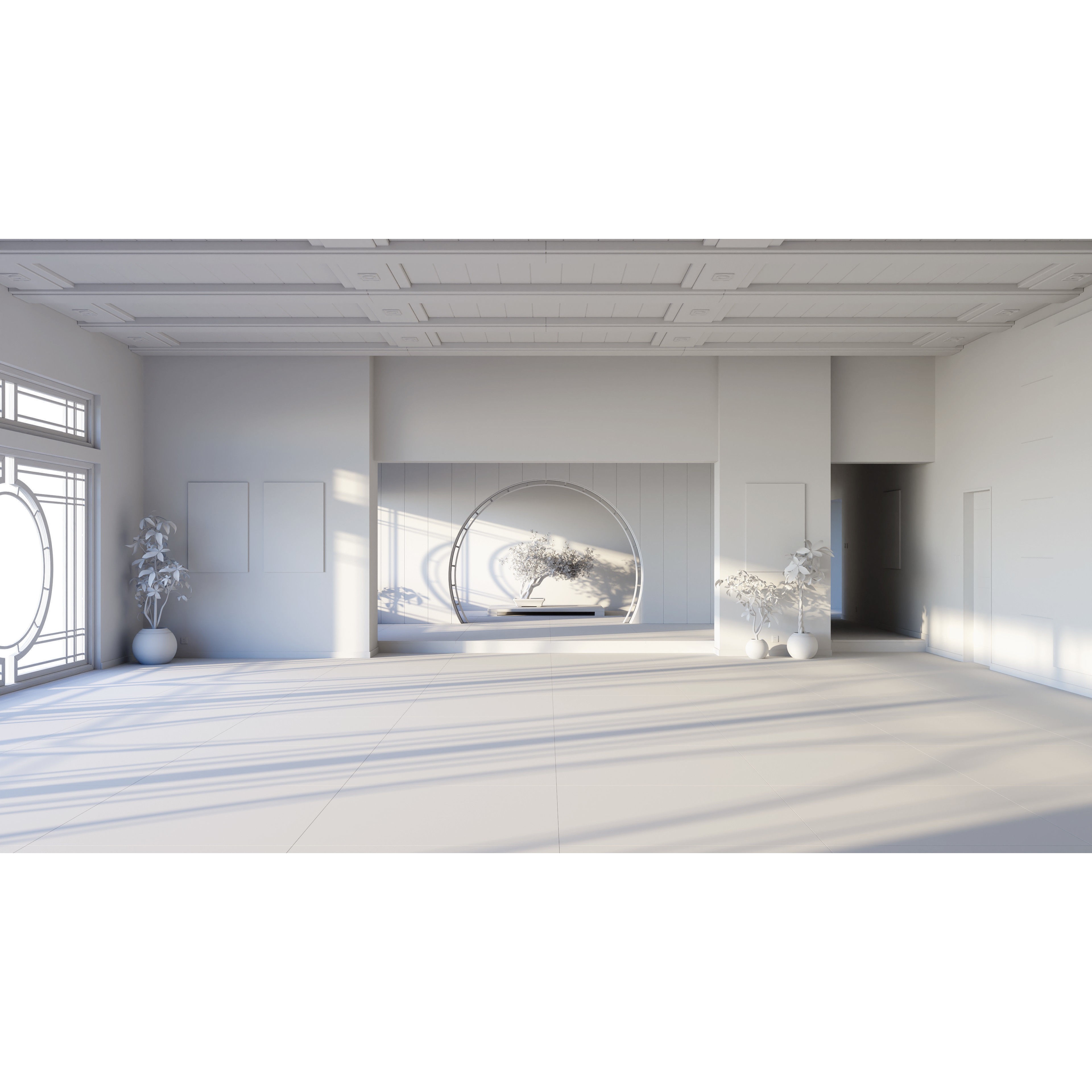 Modern Asian Style Living Room - HiPoly 3D Model - View 13