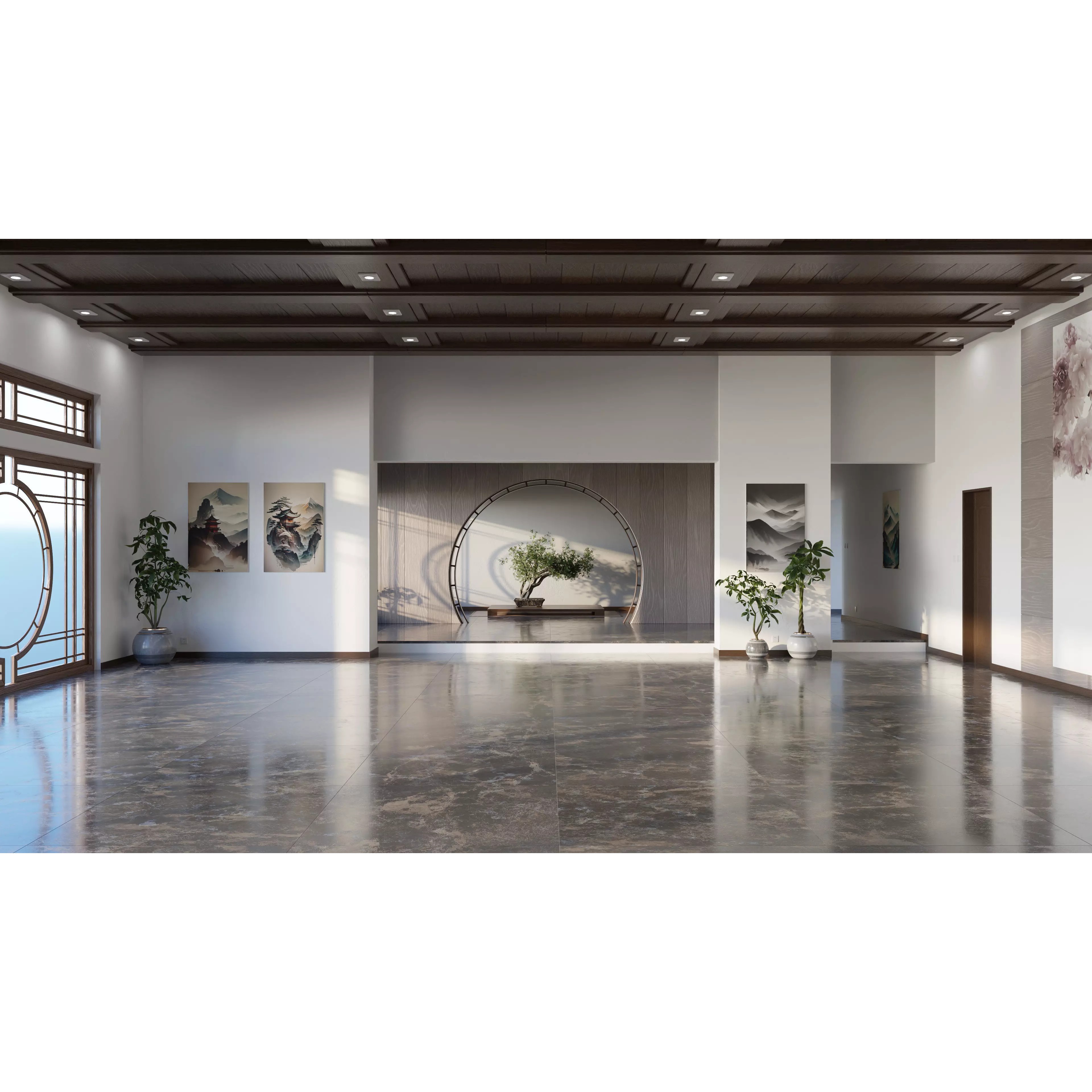 Modern Asian Style Living Room - HiPoly 3D Model - View 2