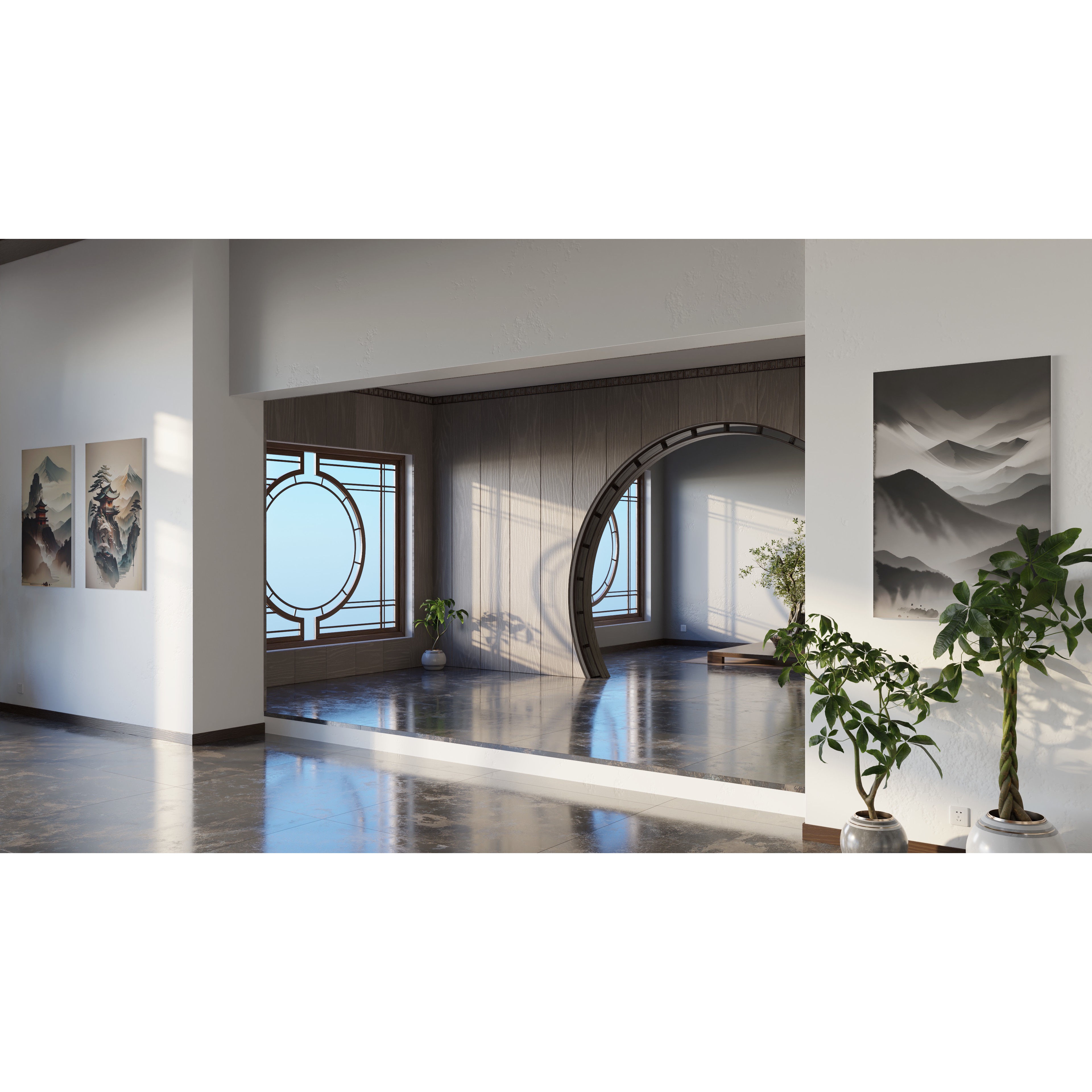 Modern Asian Style Living Room - HiPoly 3D Model - View 4