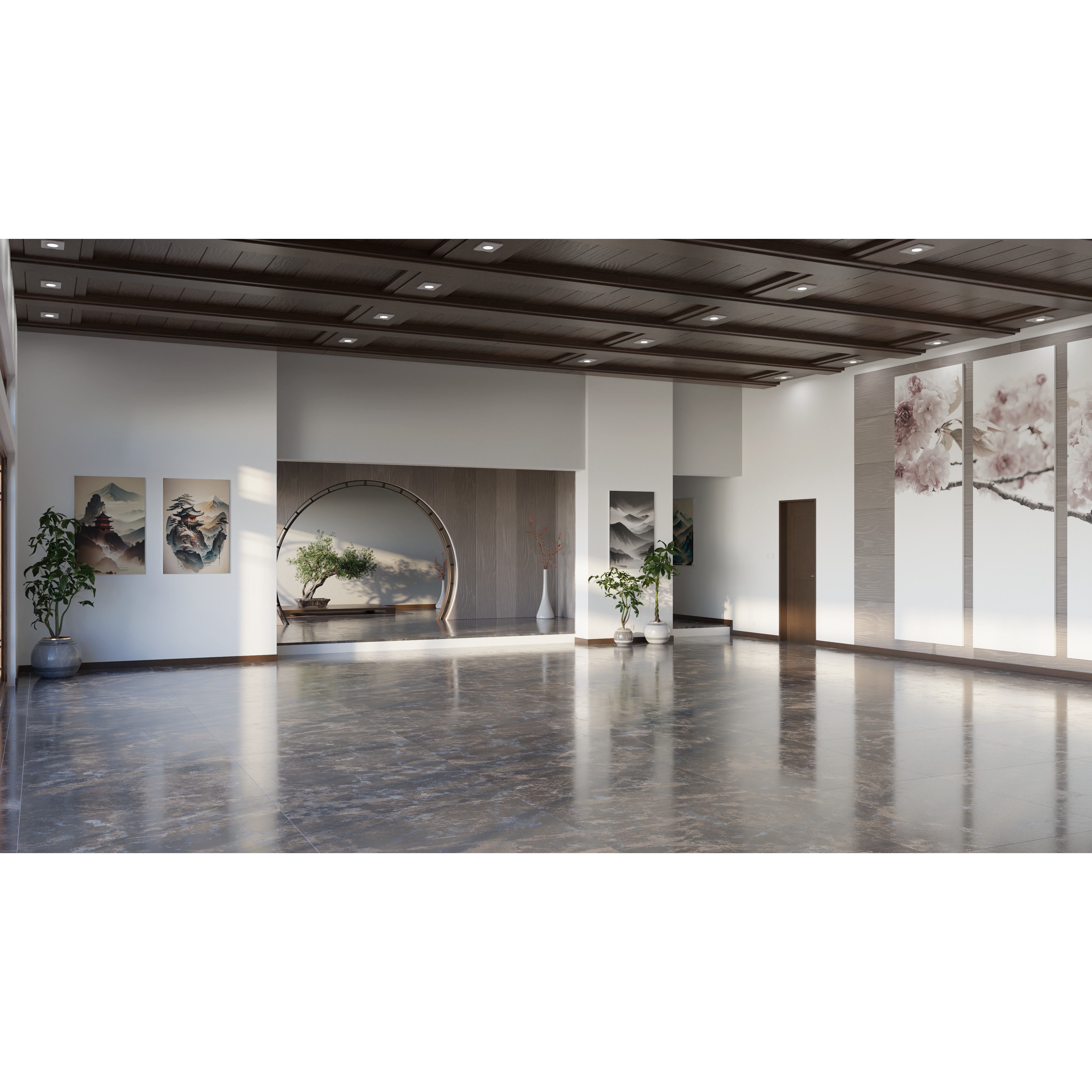 Modern Asian Style Living Room - HiPoly 3D Model - View 5