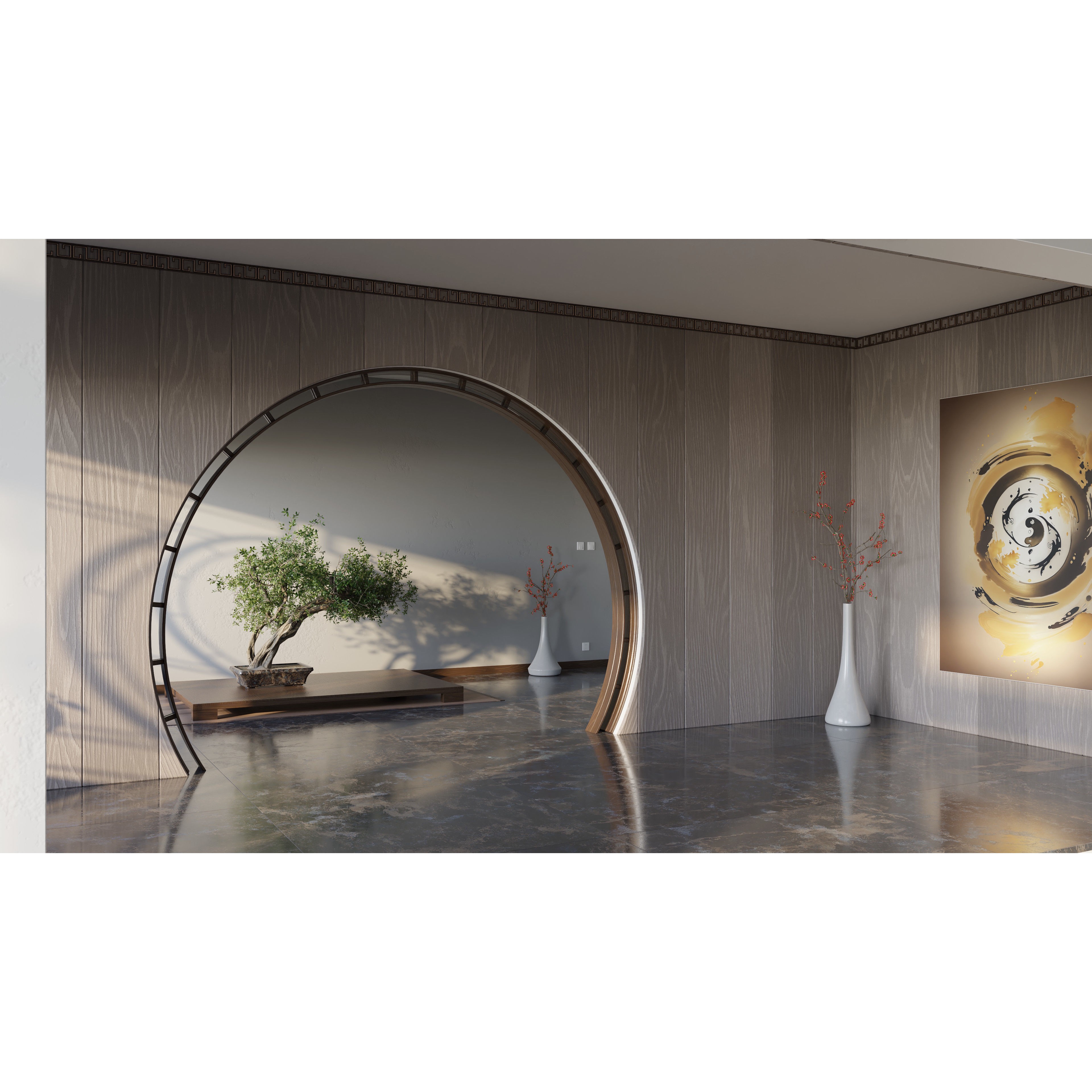 Modern Asian Style Living Room - HiPoly 3D Model - View 7