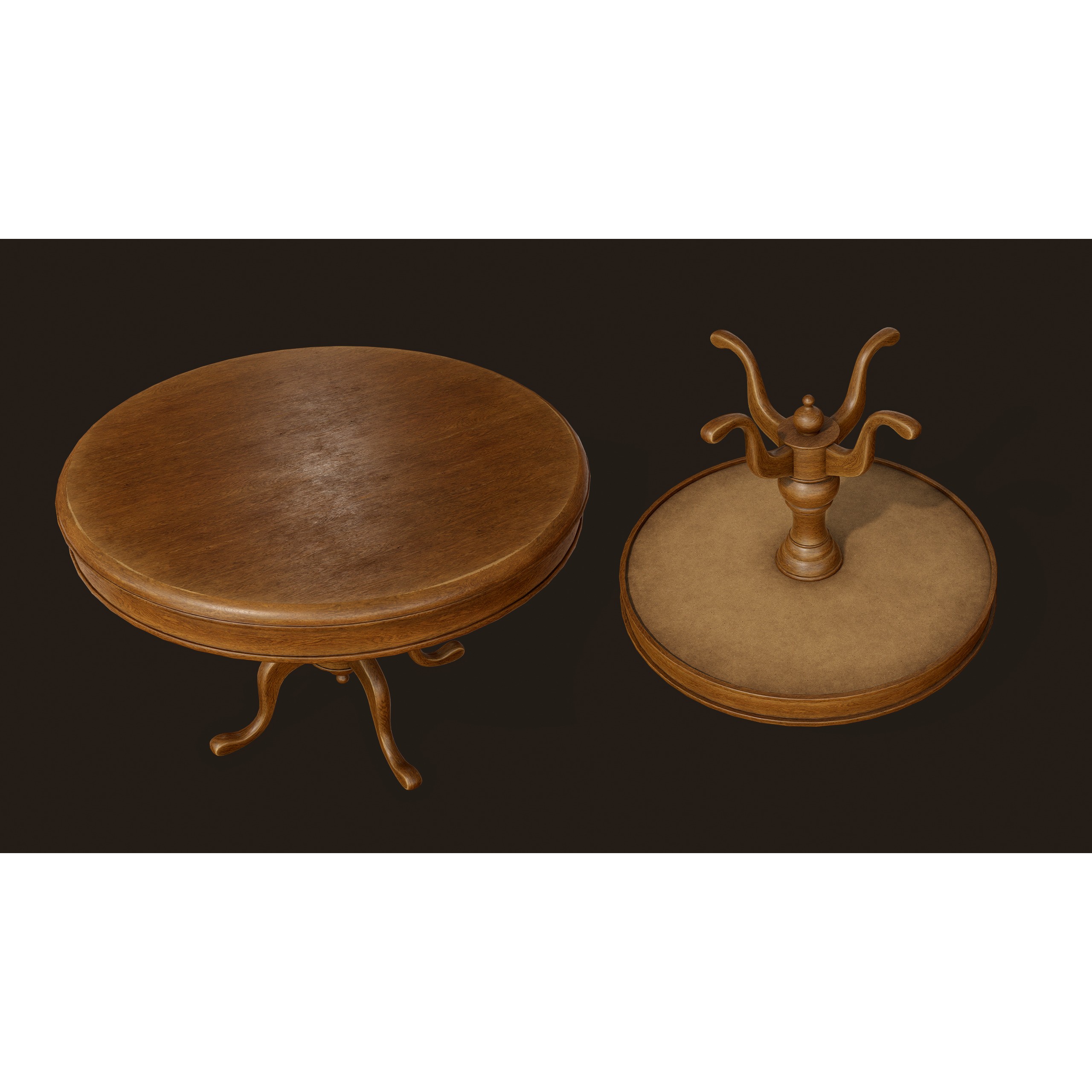Vintage Table and Chair 3D Model – PBR Game Ready Low Poly Asset, FBX - View 6