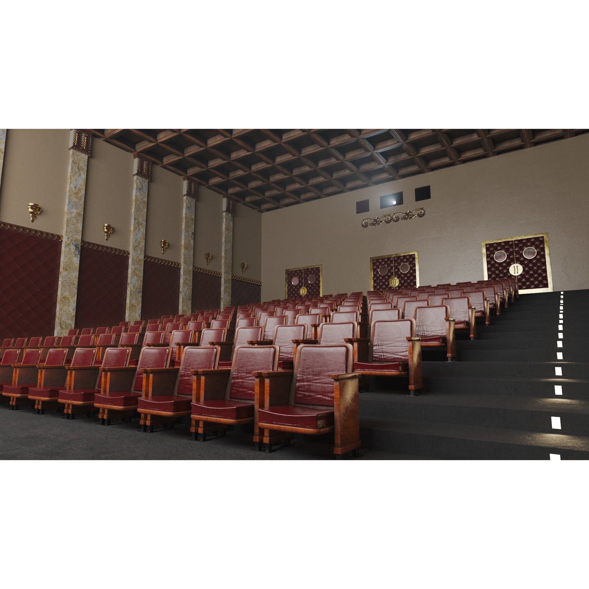 Classic Movie Theater Interior 3D Model – High Poly PBR Asset, FBX - View 11