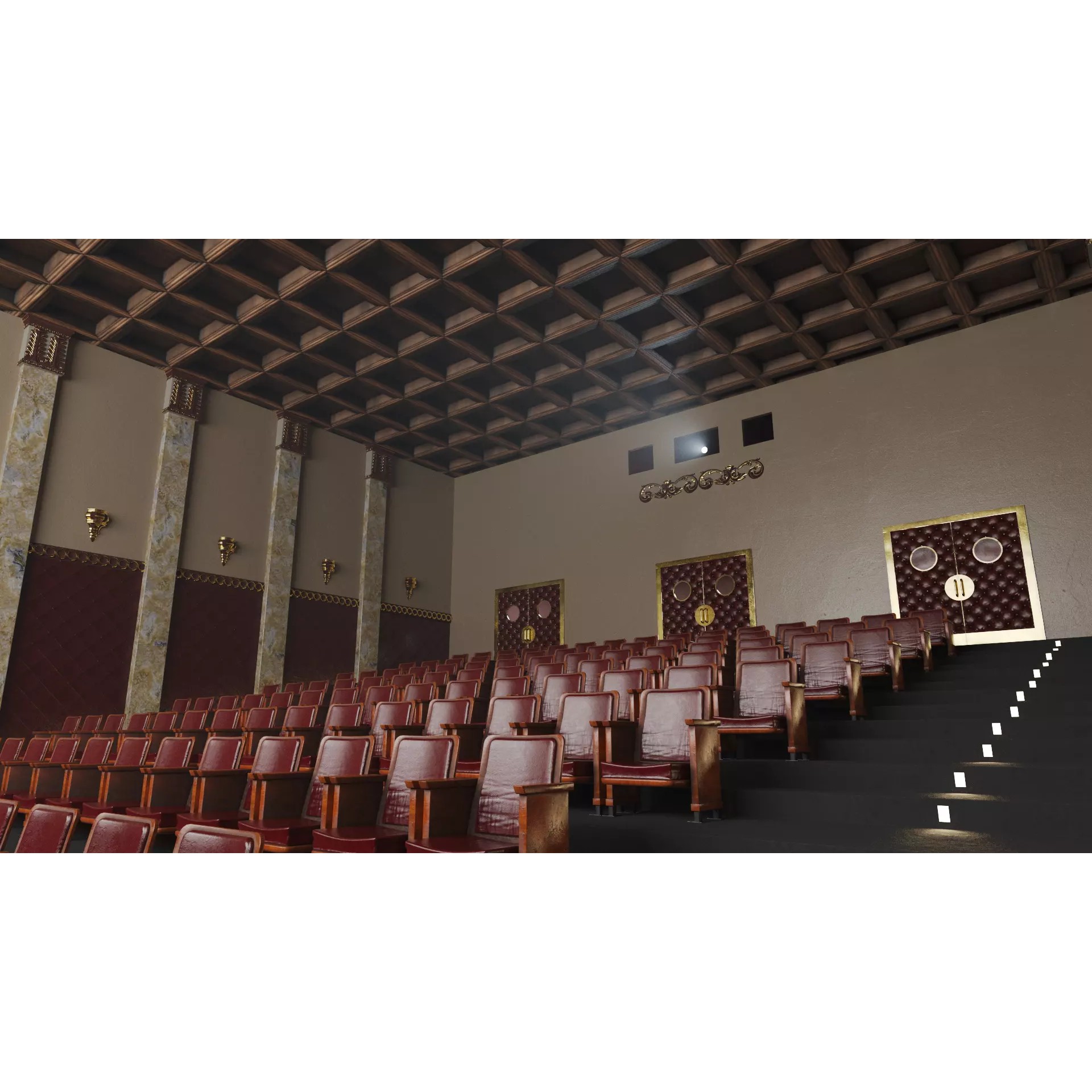 Classic Movie Theater Interior 3D Model – High Poly PBR Asset, FBX - View 2