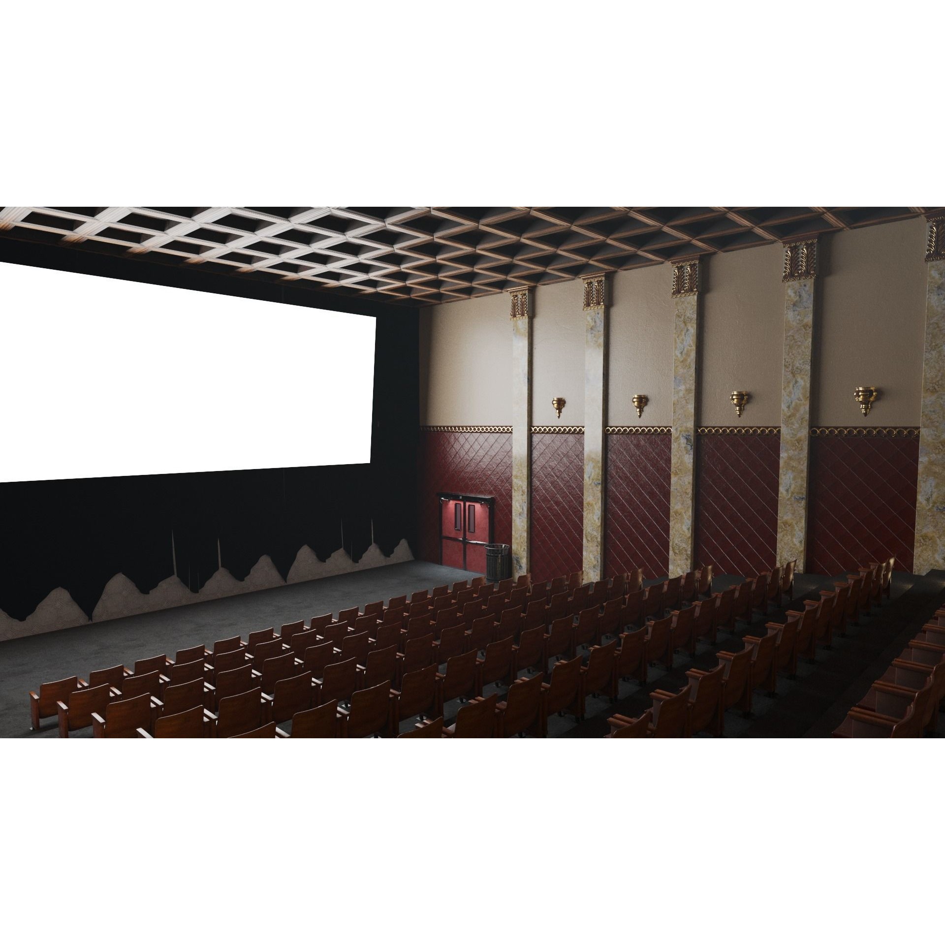 Classic Movie Theater Interior 3D Model – High Poly PBR Asset, FBX - View 21