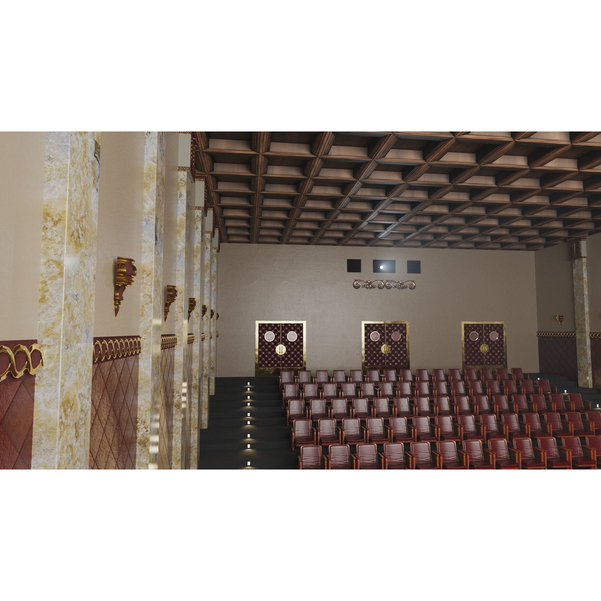 Classic Movie Theater Interior 3D Model – High Poly PBR Asset, FBX - View 25