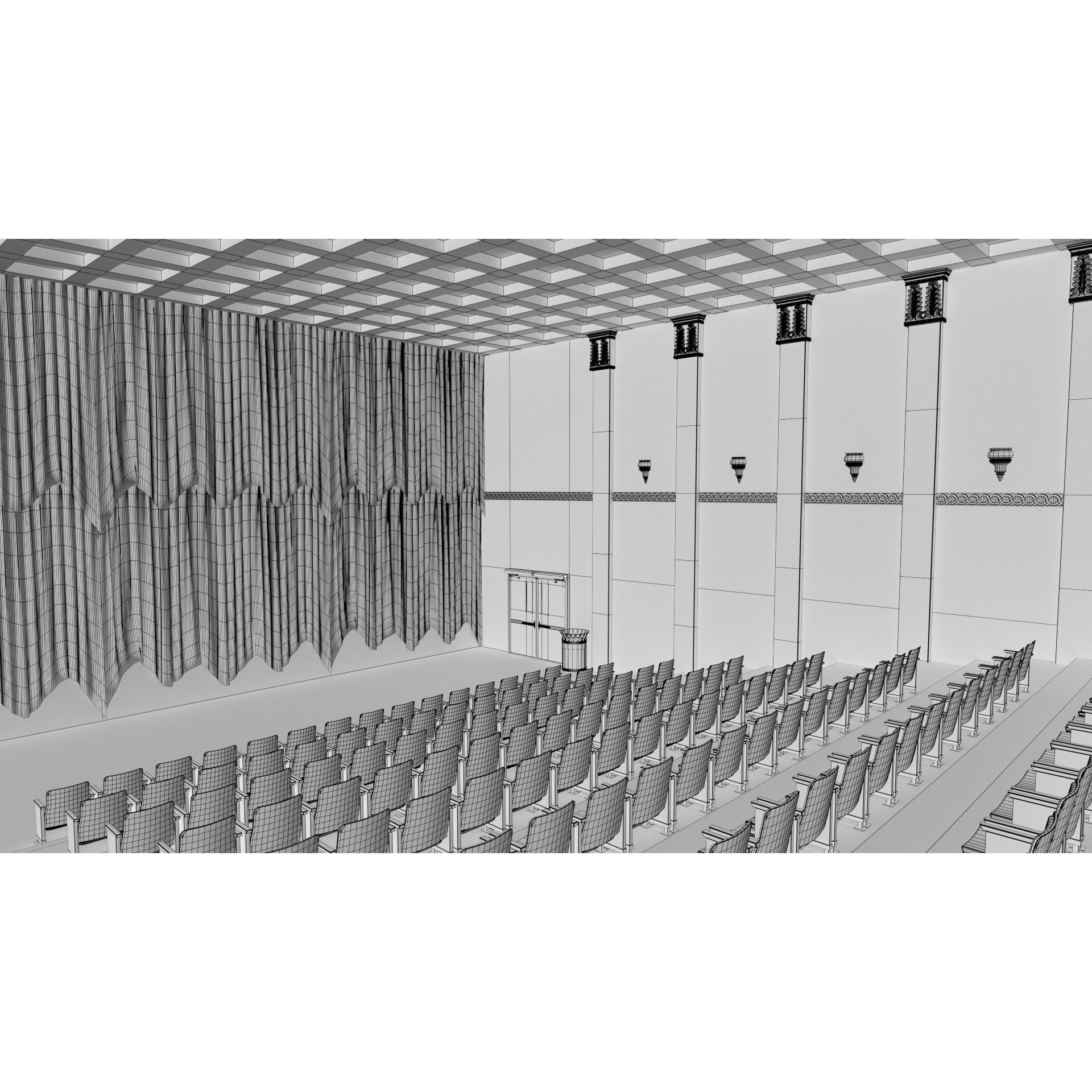 Classic Movie Theater Interior 3D Model – High Poly PBR Asset, FBX - View 28