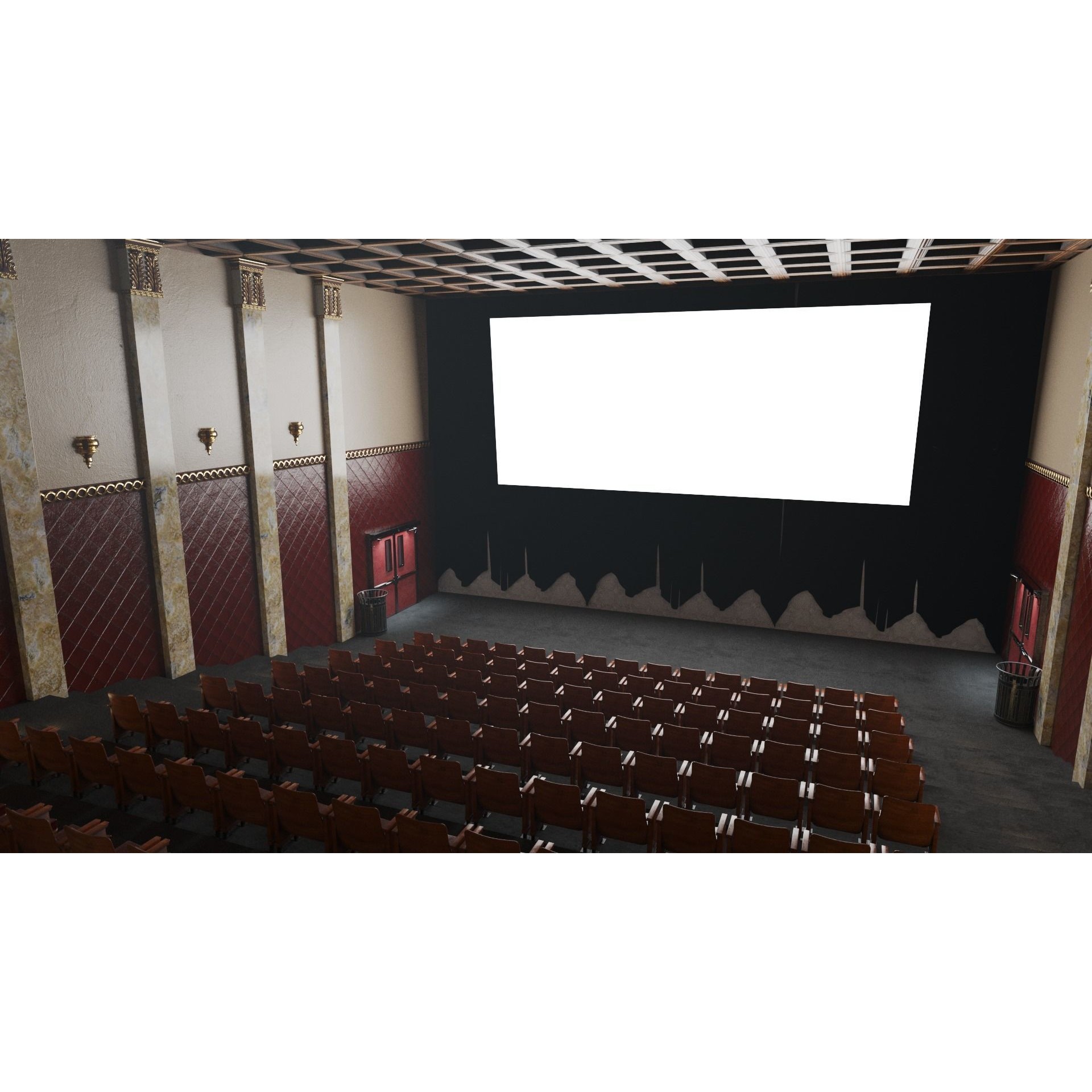 Classic Movie Theater Interior 3D Model – High Poly PBR Asset, FBX - View 3