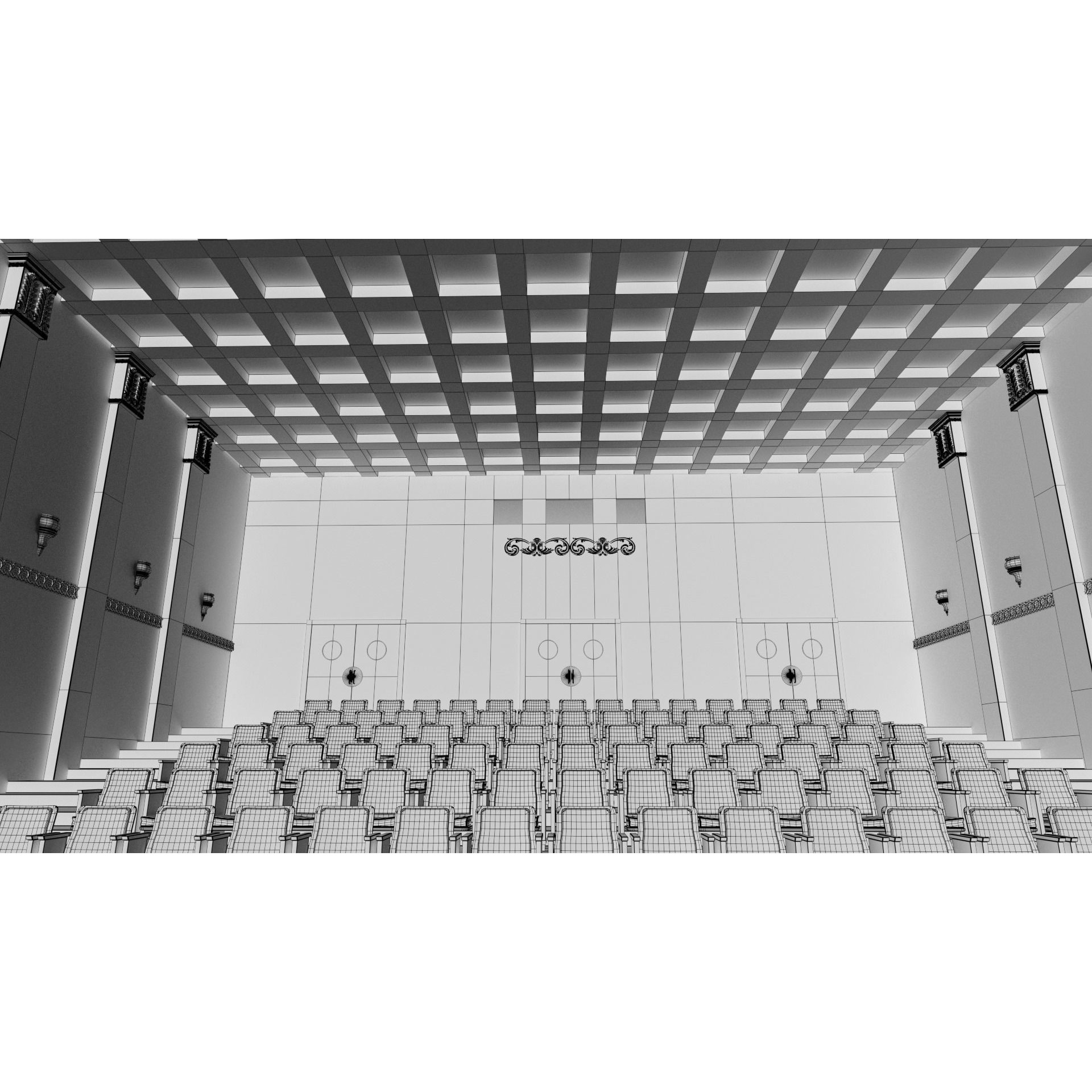 Classic Movie Theater Interior 3D Model – High Poly PBR Asset, FBX - View 31