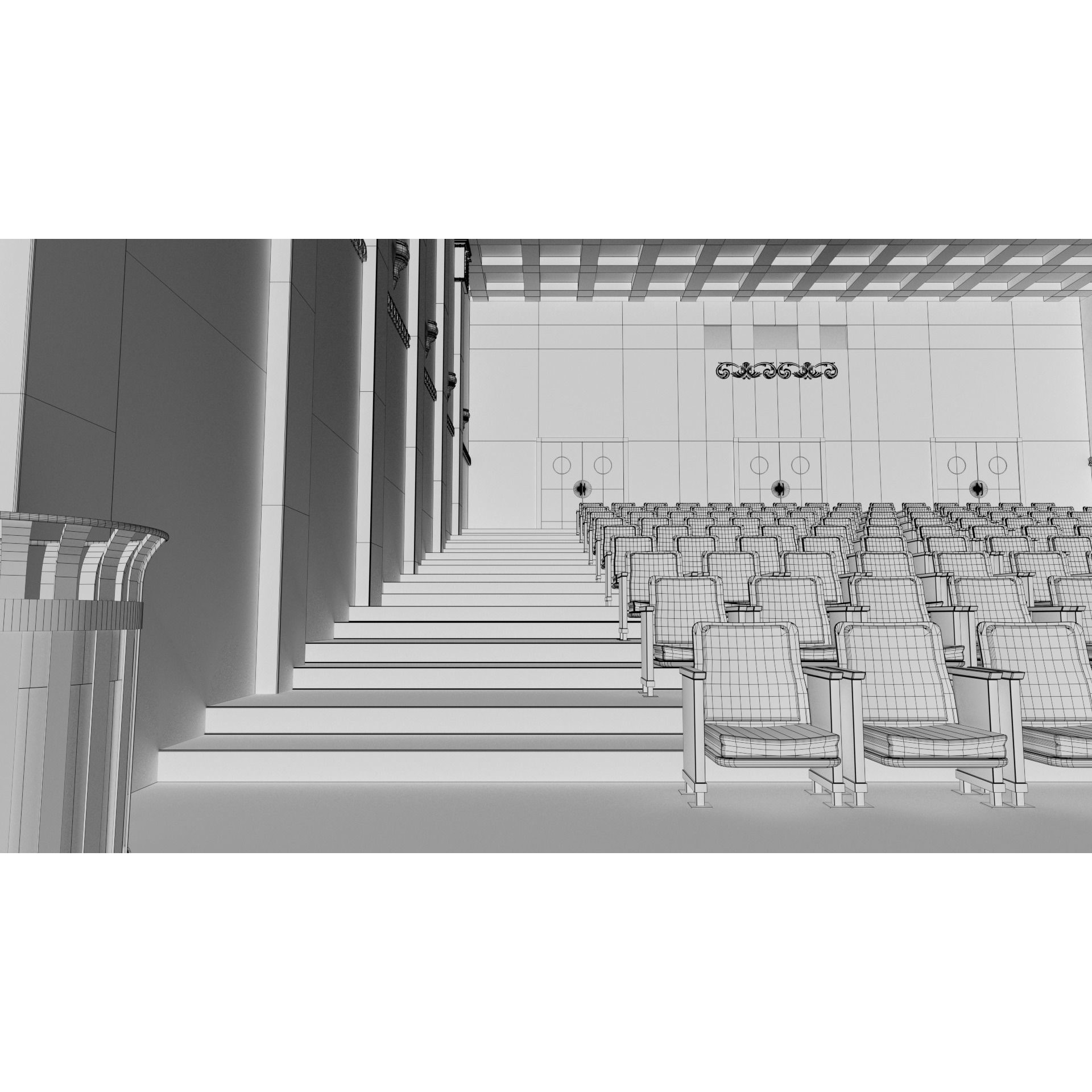 Classic Movie Theater Interior 3D Model – High Poly PBR Asset, FBX - View 33