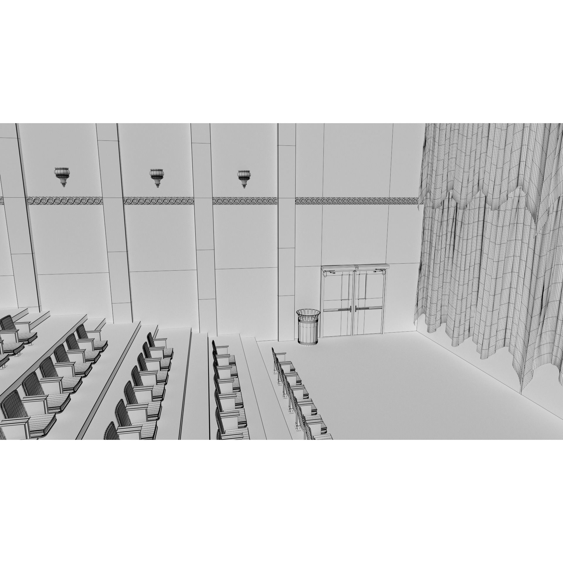 Classic Movie Theater Interior 3D Model – High Poly PBR Asset, FBX - View 34