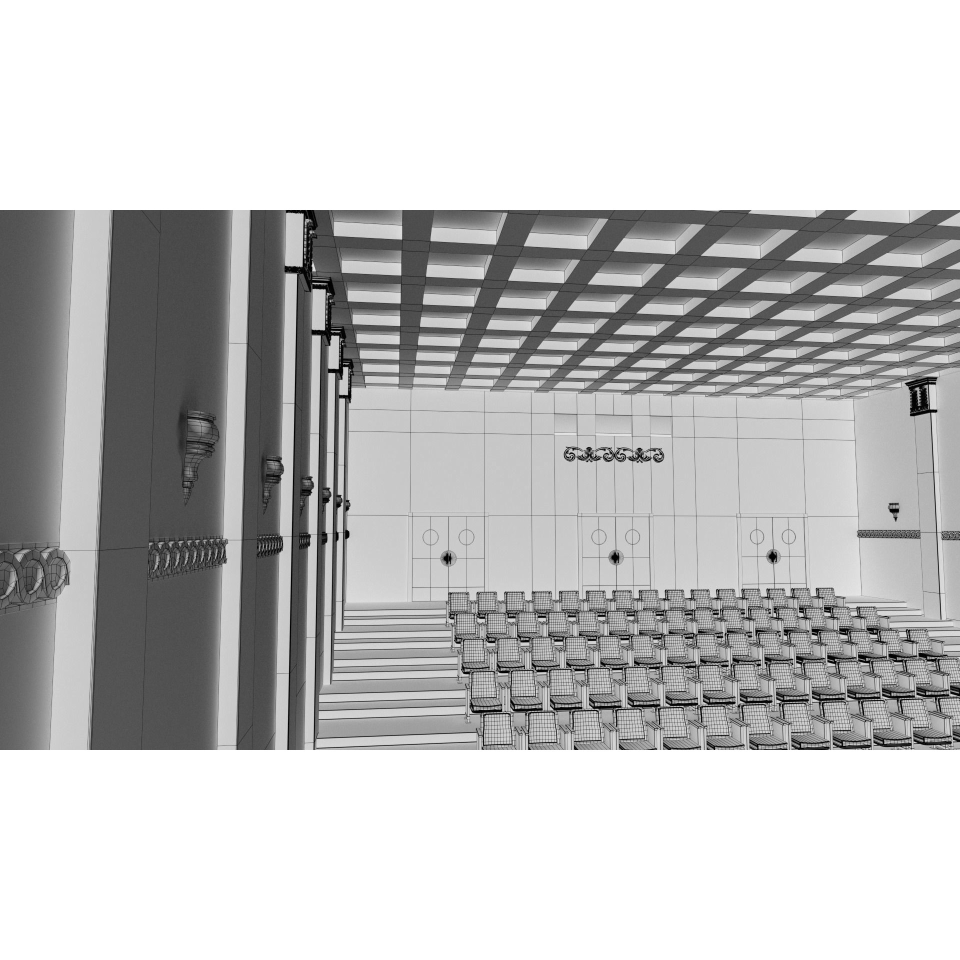 Classic Movie Theater Interior 3D Model – High Poly PBR Asset, FBX - View 35
