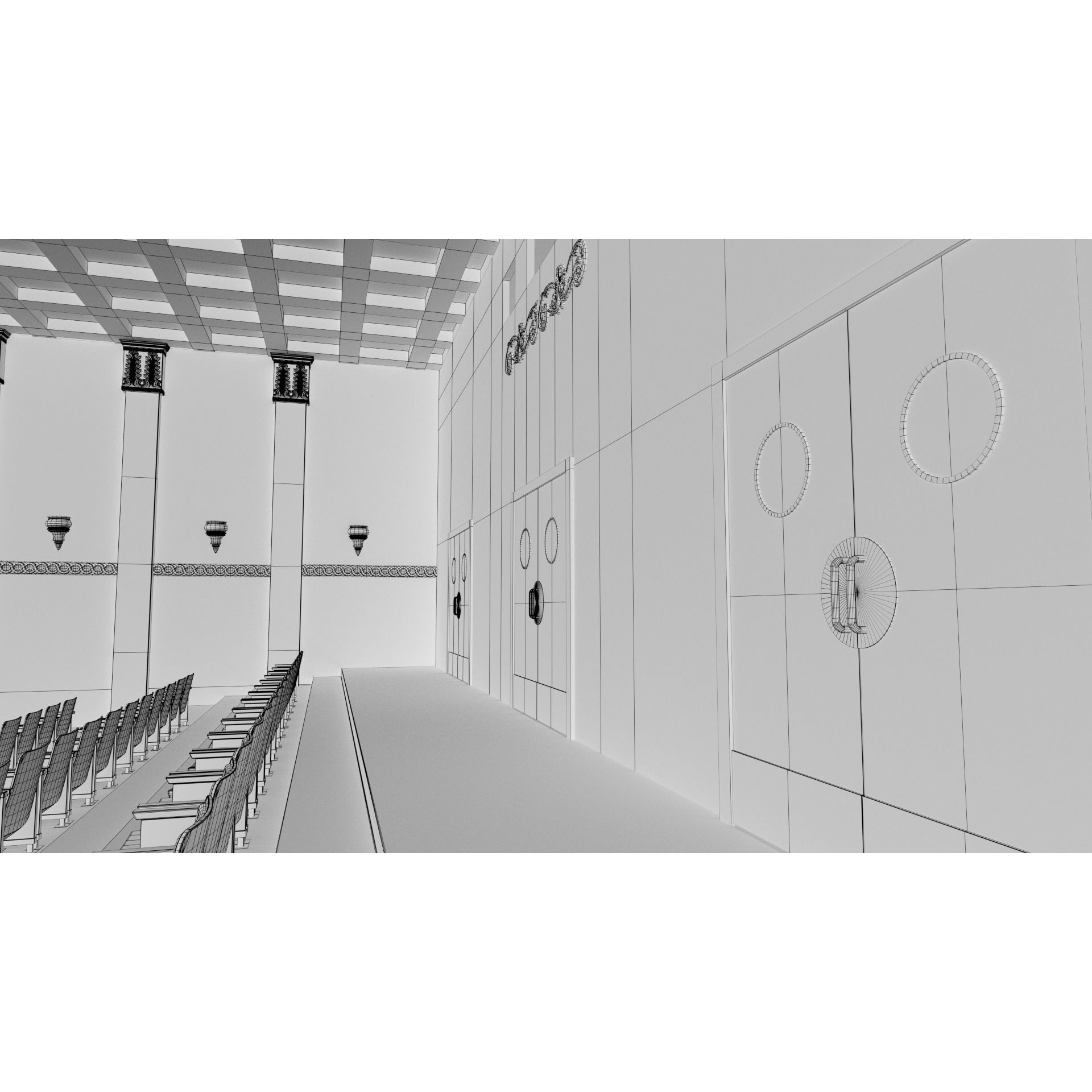 Classic Movie Theater Interior 3D Model – High Poly PBR Asset, FBX - View 36