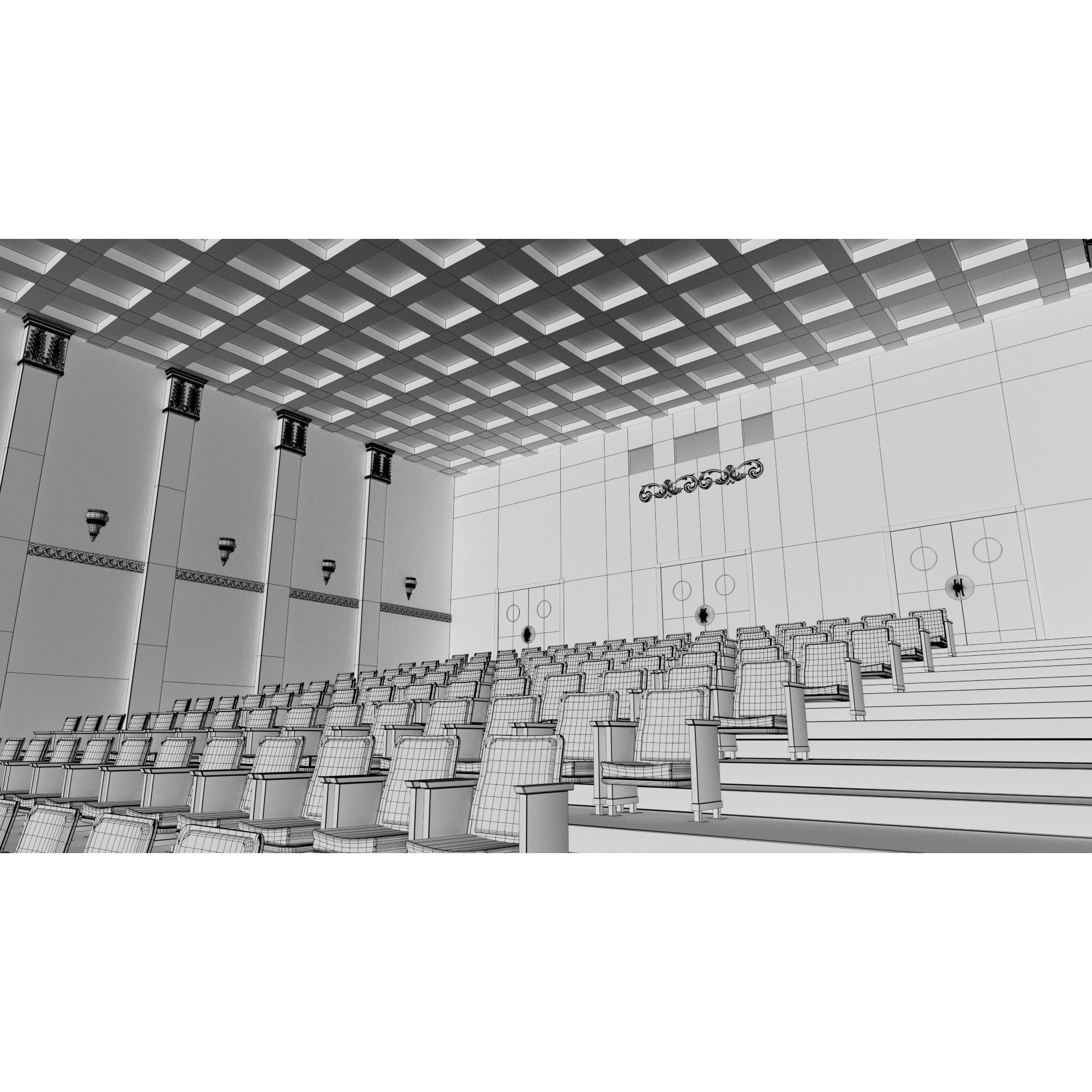Classic Movie Theater Interior 3D Model – High Poly PBR Asset, FBX - View 37