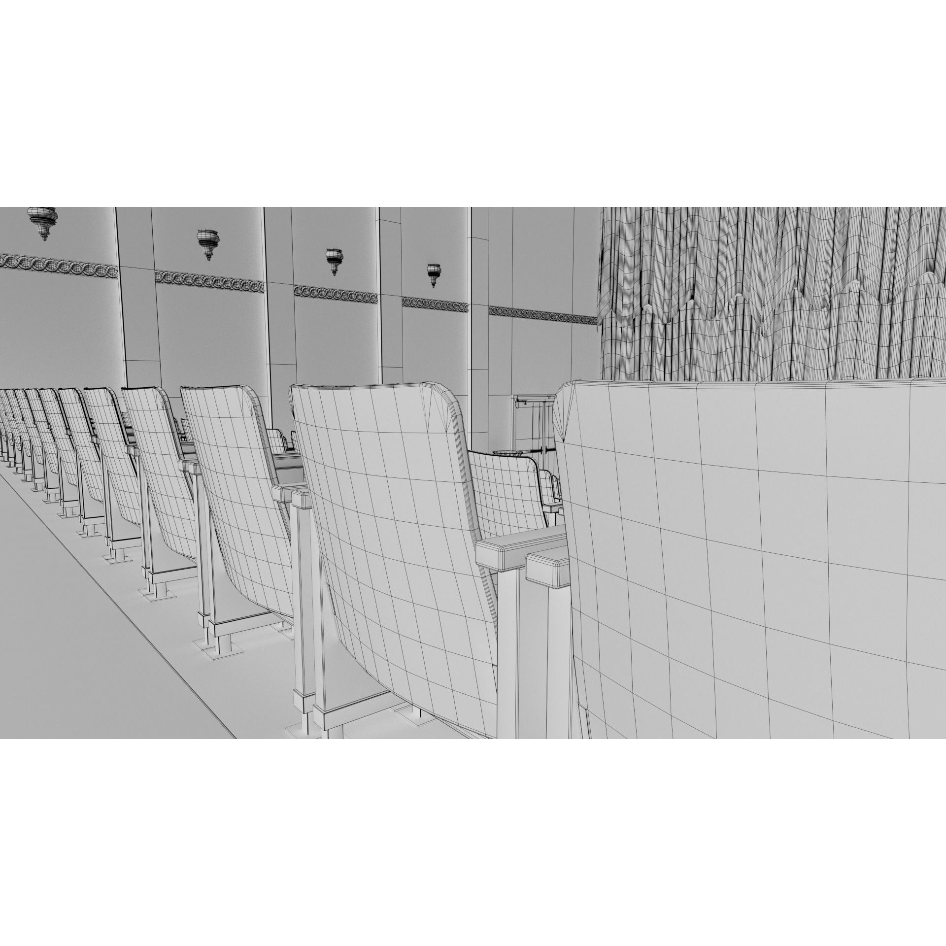Classic Movie Theater Interior 3D Model – High Poly PBR Asset, FBX - View 40