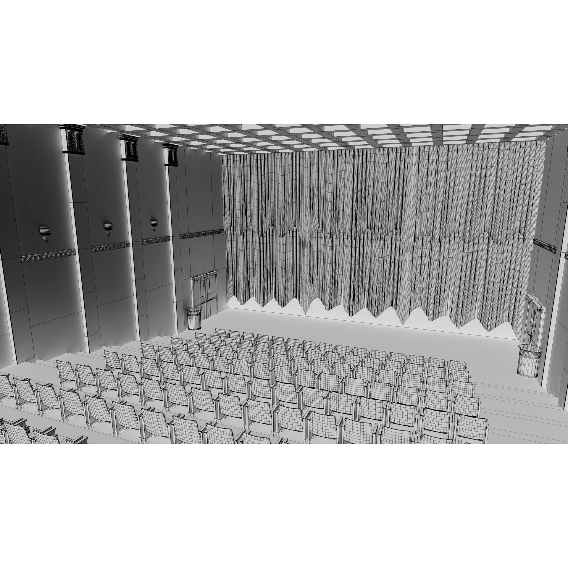 Classic Movie Theater Interior 3D Model – High Poly PBR Asset, FBX - View 41