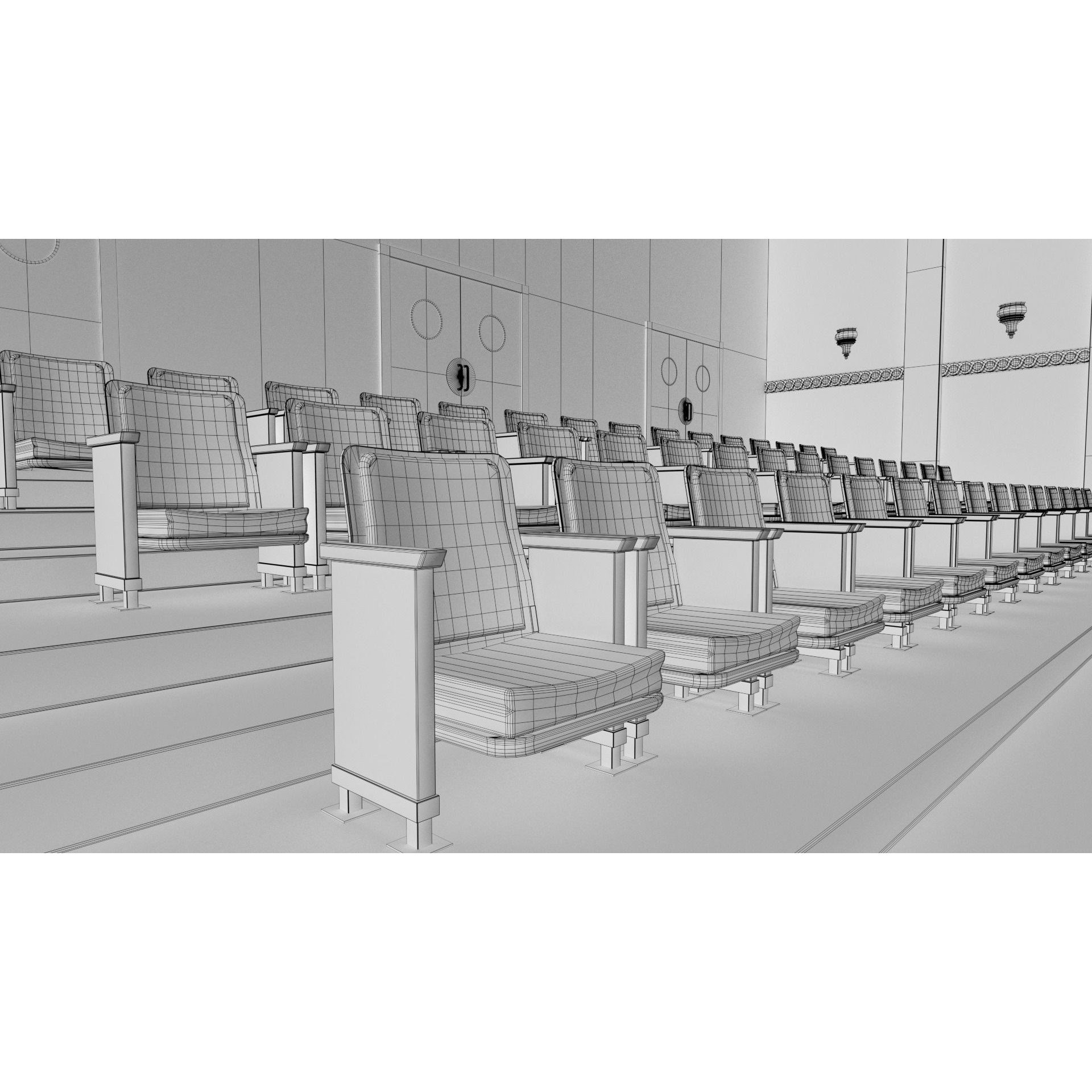 Classic Movie Theater Interior 3D Model – High Poly PBR Asset, FBX - View 43