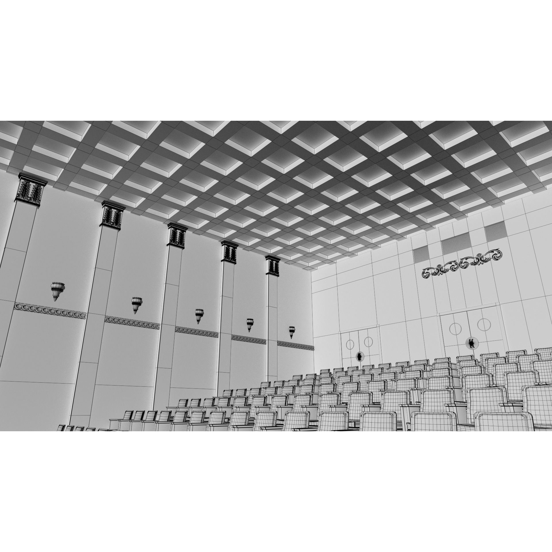 Classic Movie Theater Interior 3D Model – High Poly PBR Asset, FBX - View 44