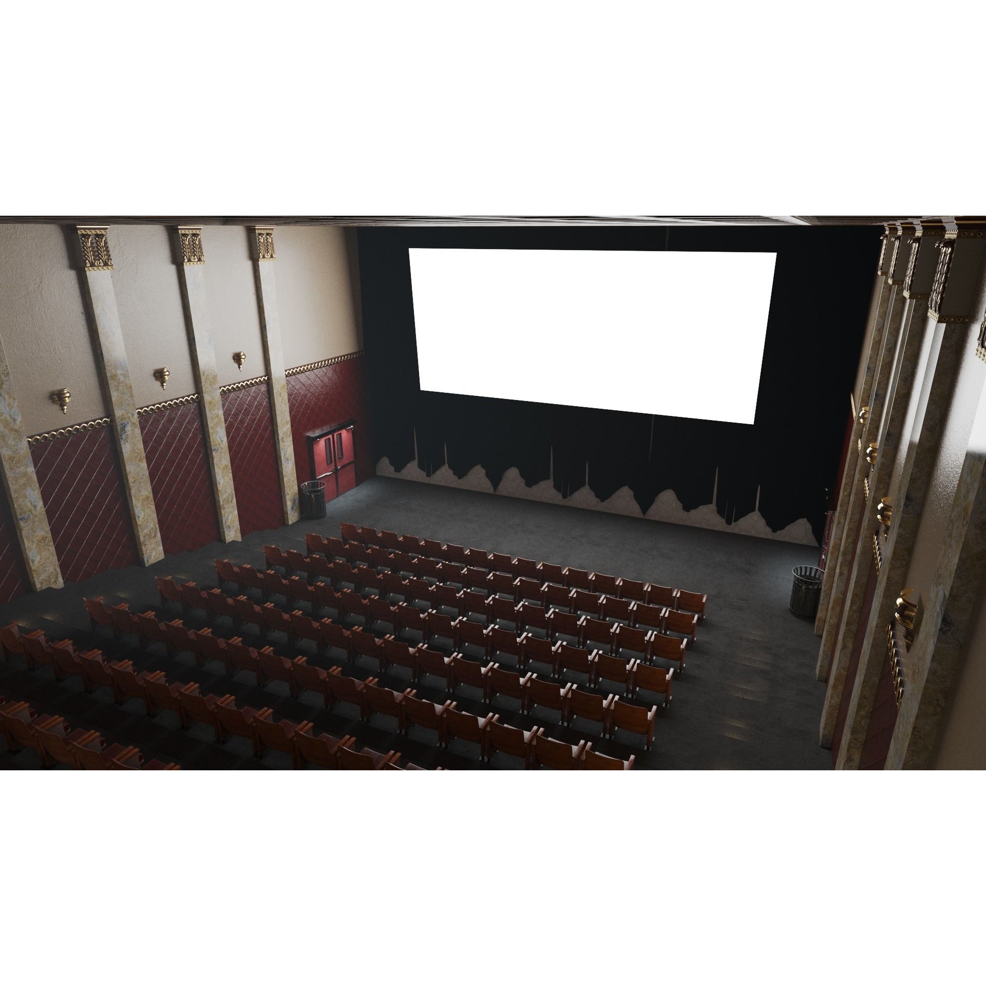 Classic Movie Theater Interior 3D Model – High Poly PBR Asset, FBX - View 6