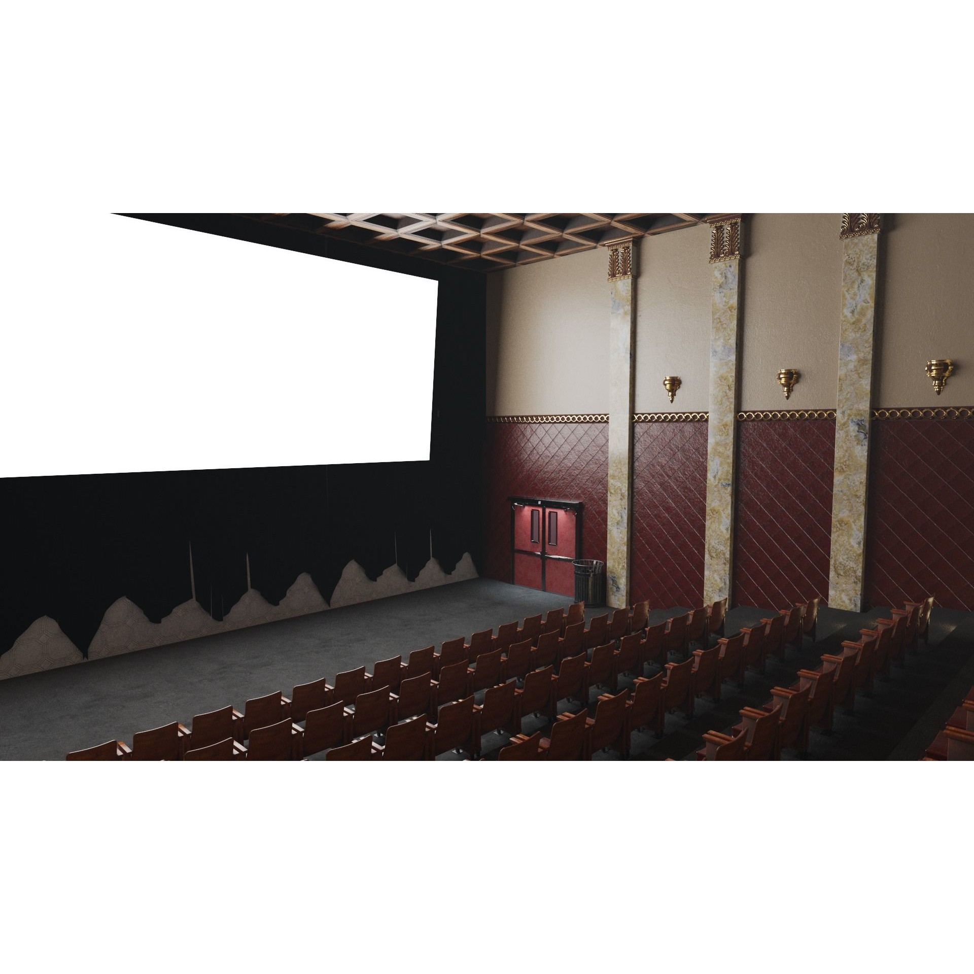 Classic Movie Theater Interior 3D Model – High Poly PBR Asset, FBX - View 8