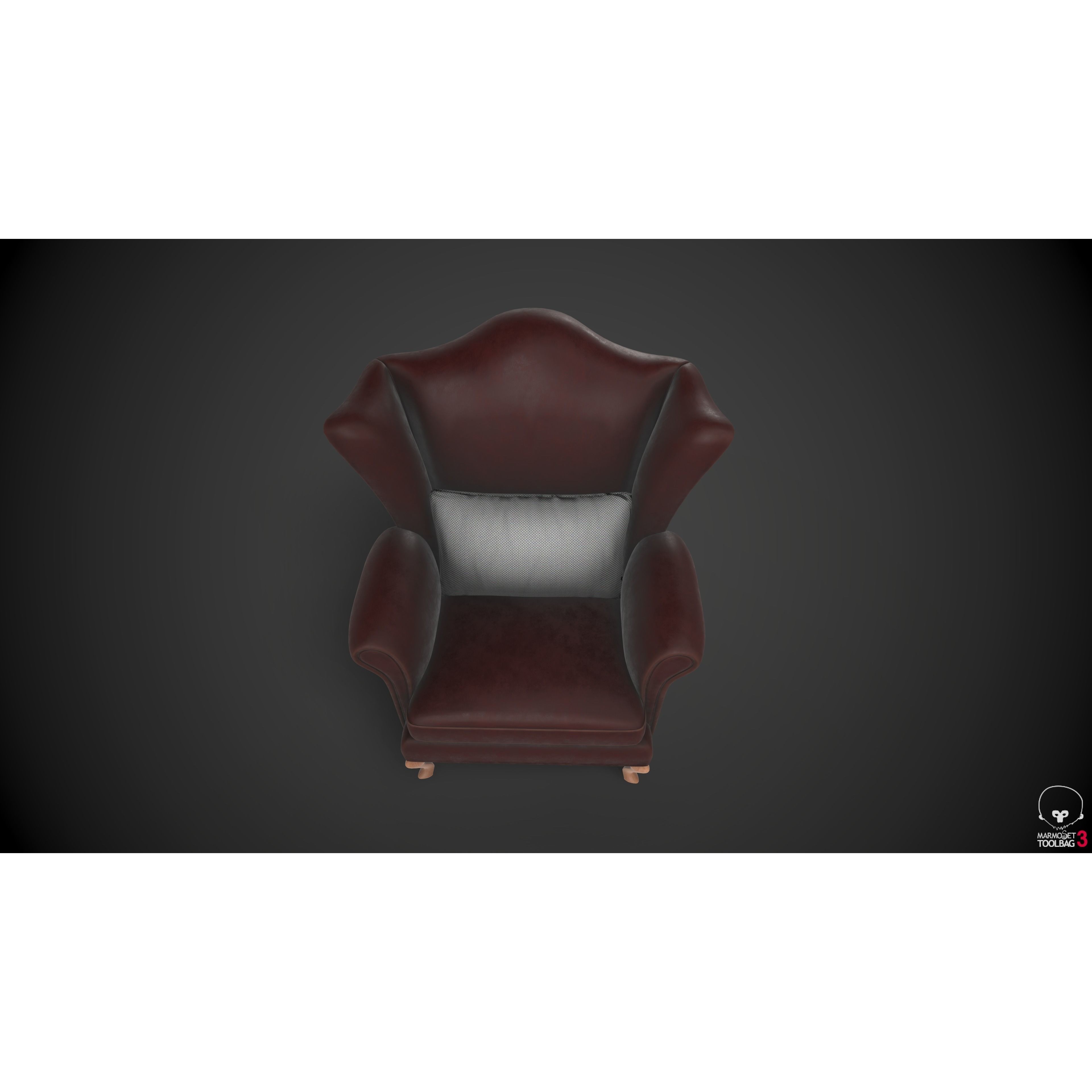 Wingback Chair 3D Model – Low Poly PBR Furniture Asset, FBX - View 10