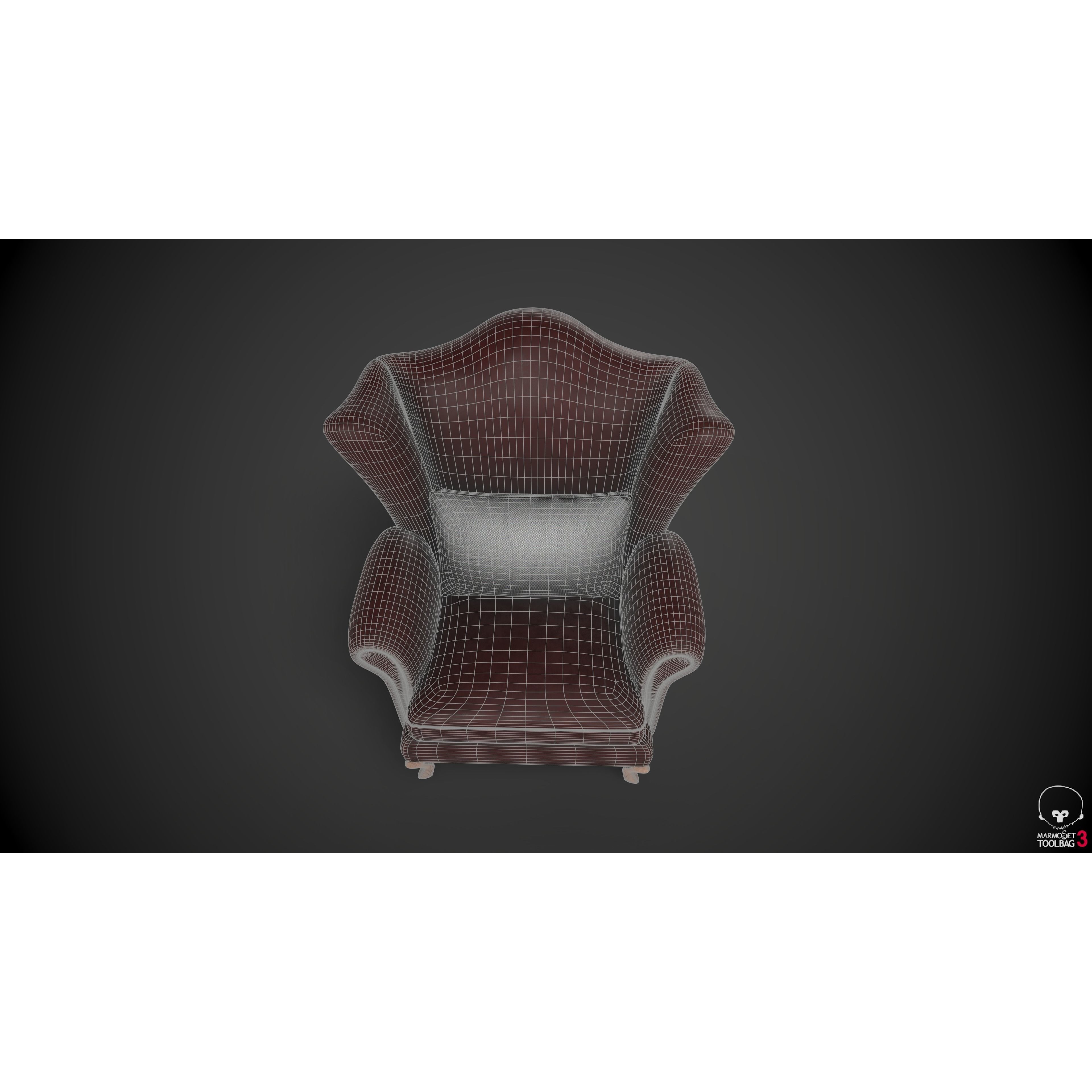 Wingback Chair 3D Model – Low Poly PBR Furniture Asset, FBX - View 11