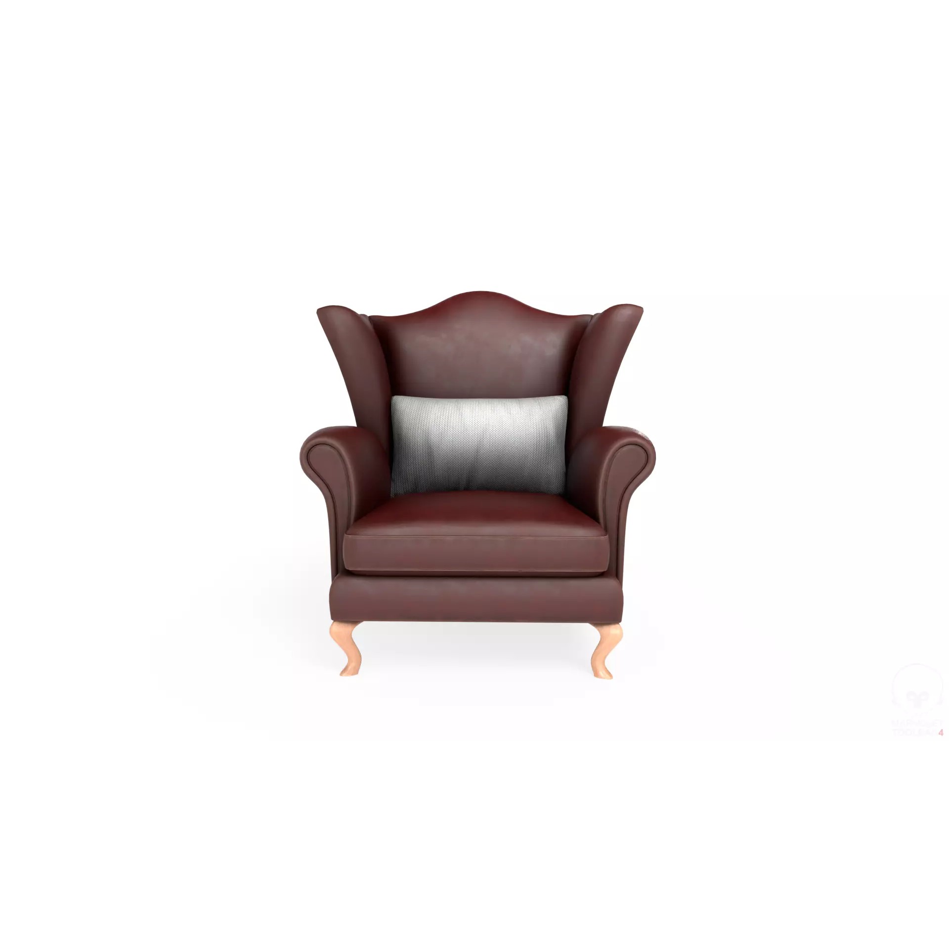 Wingback Chair 3D Model – Low Poly PBR Furniture Asset, FBX - View 2