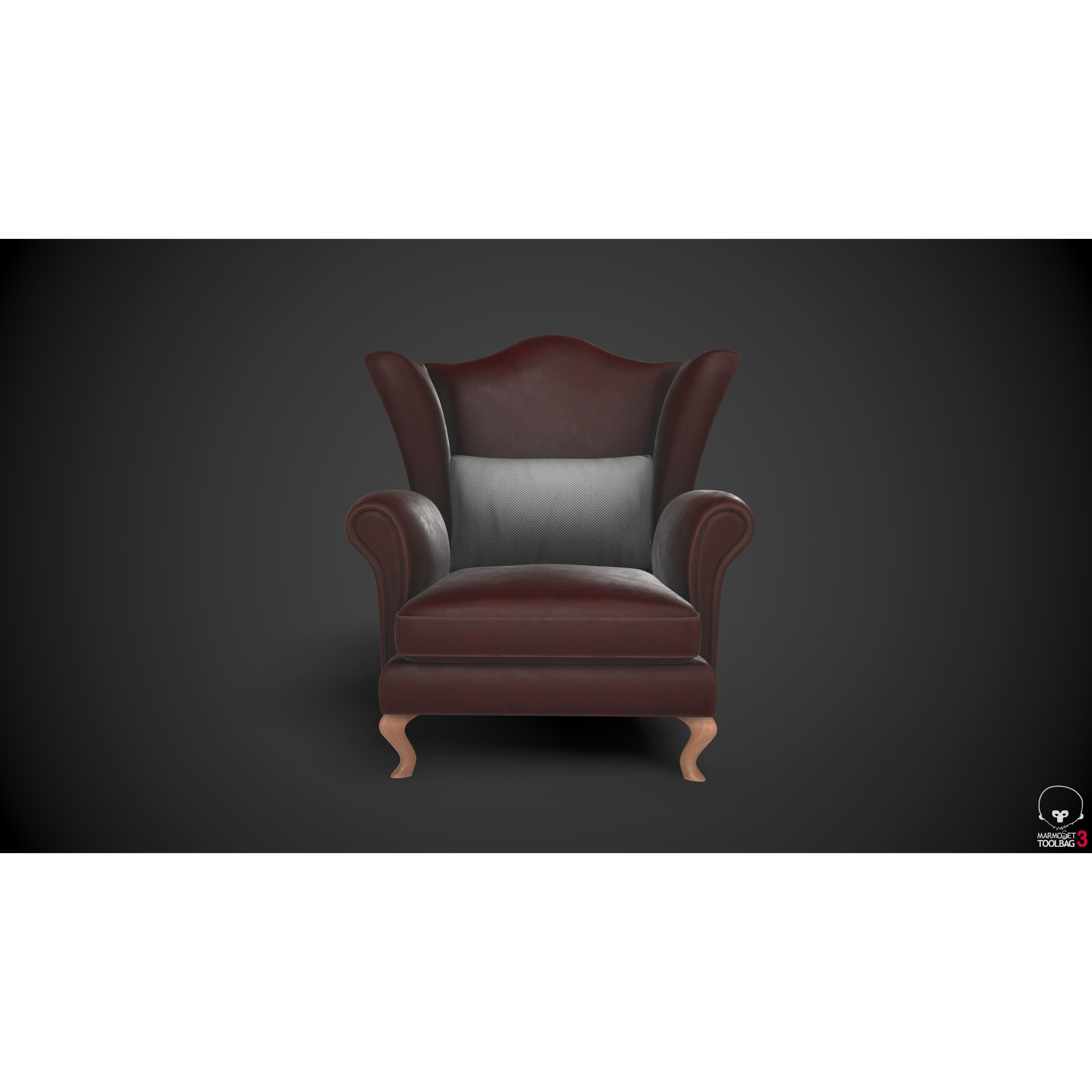 Wingback Chair 3D Model – Low Poly PBR Furniture Asset, FBX - View 5