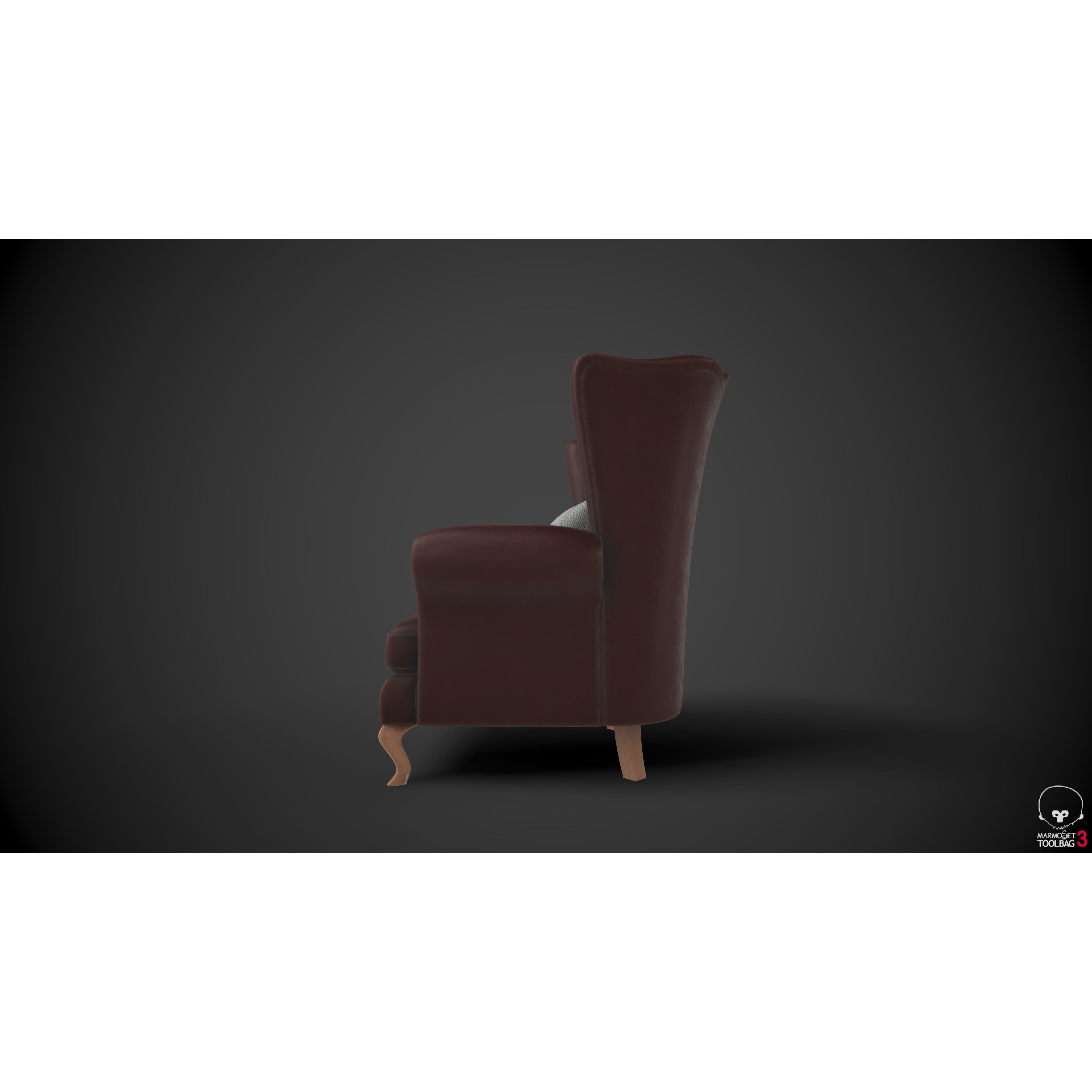 Wingback Chair 3D Model – Low Poly PBR Furniture Asset, FBX - View 7