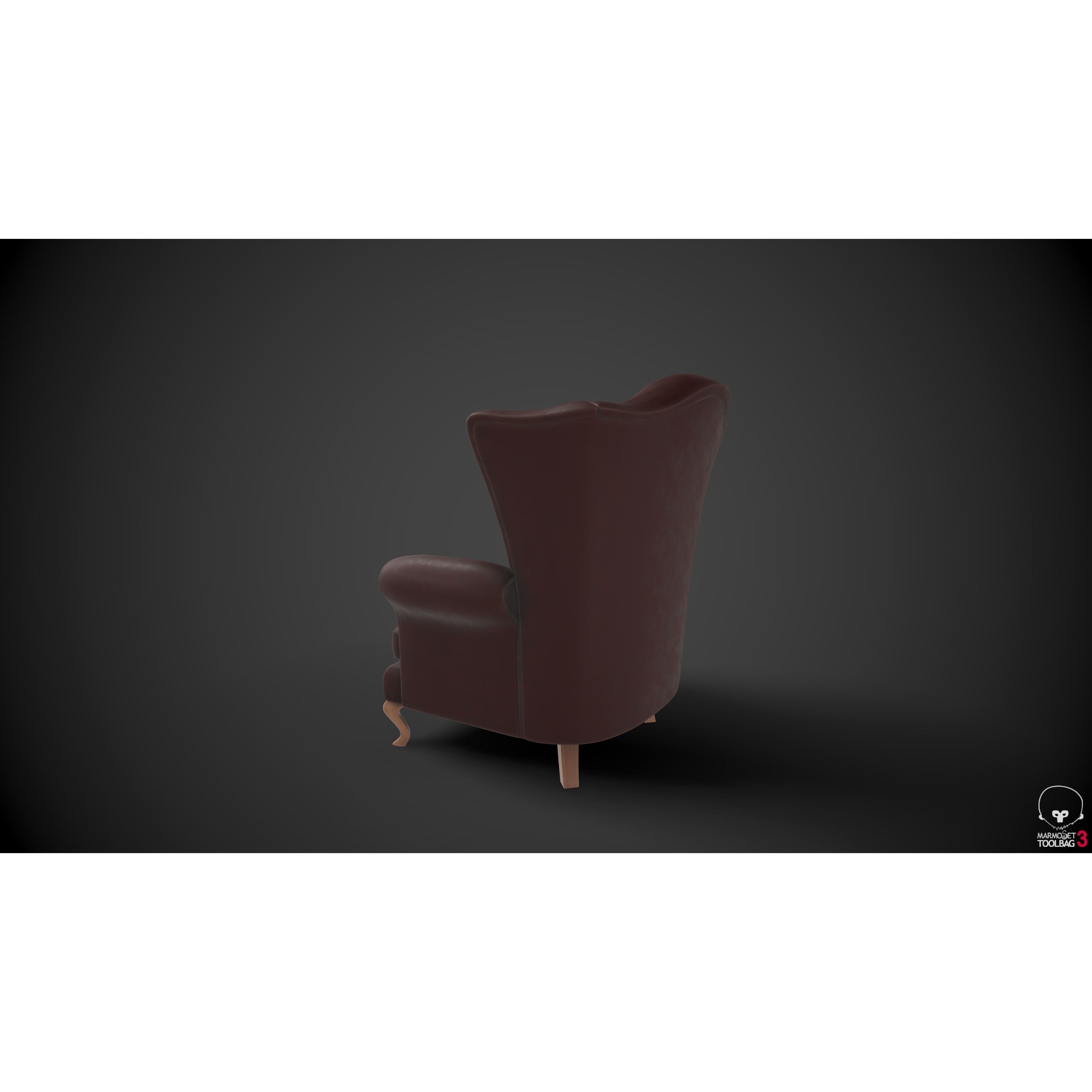 Wingback Chair 3D Model – Low Poly PBR Furniture Asset, FBX - View 9