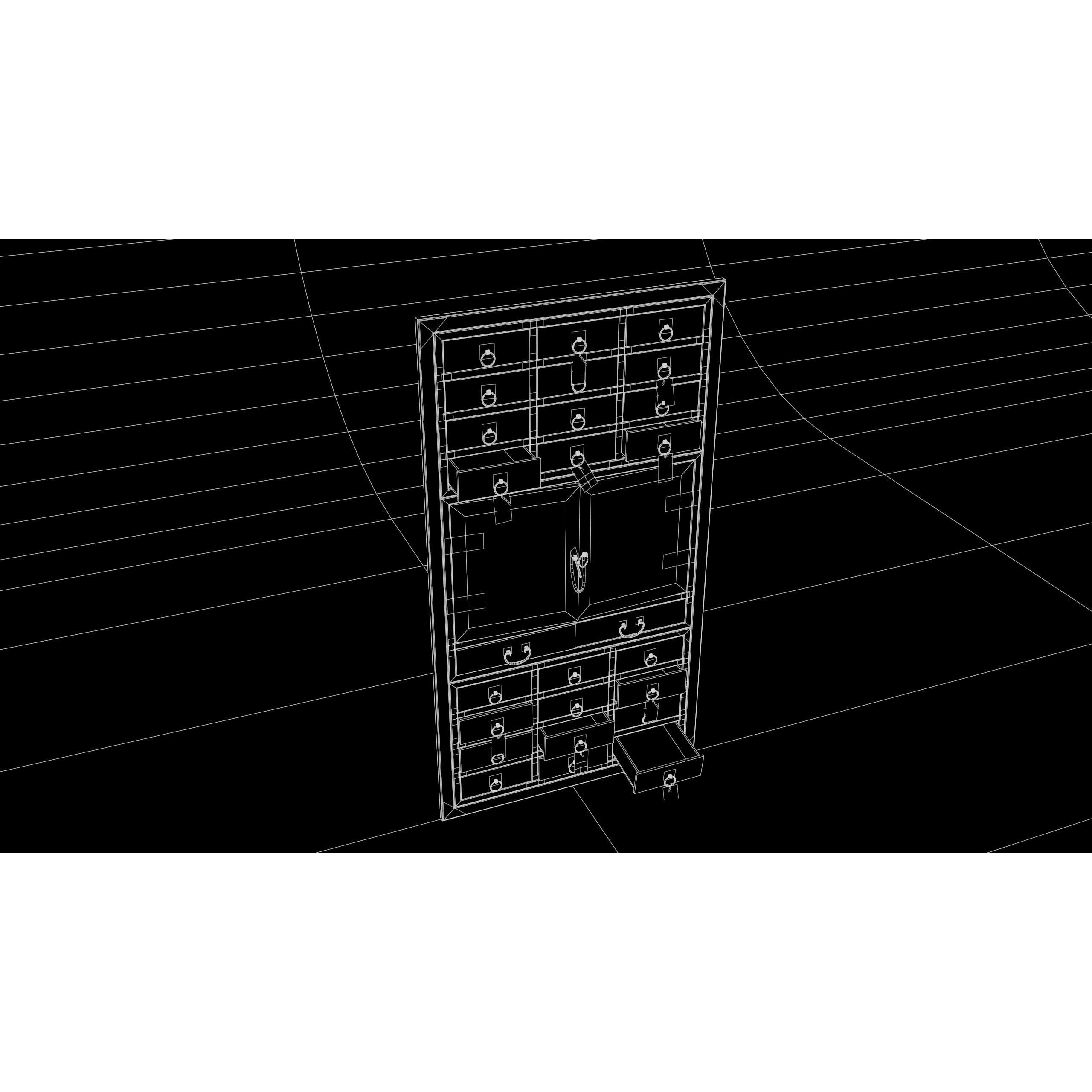 Antique Chinese Wooden Shelf 3D Model – Low Poly PBR Furniture, FBX & OBJ