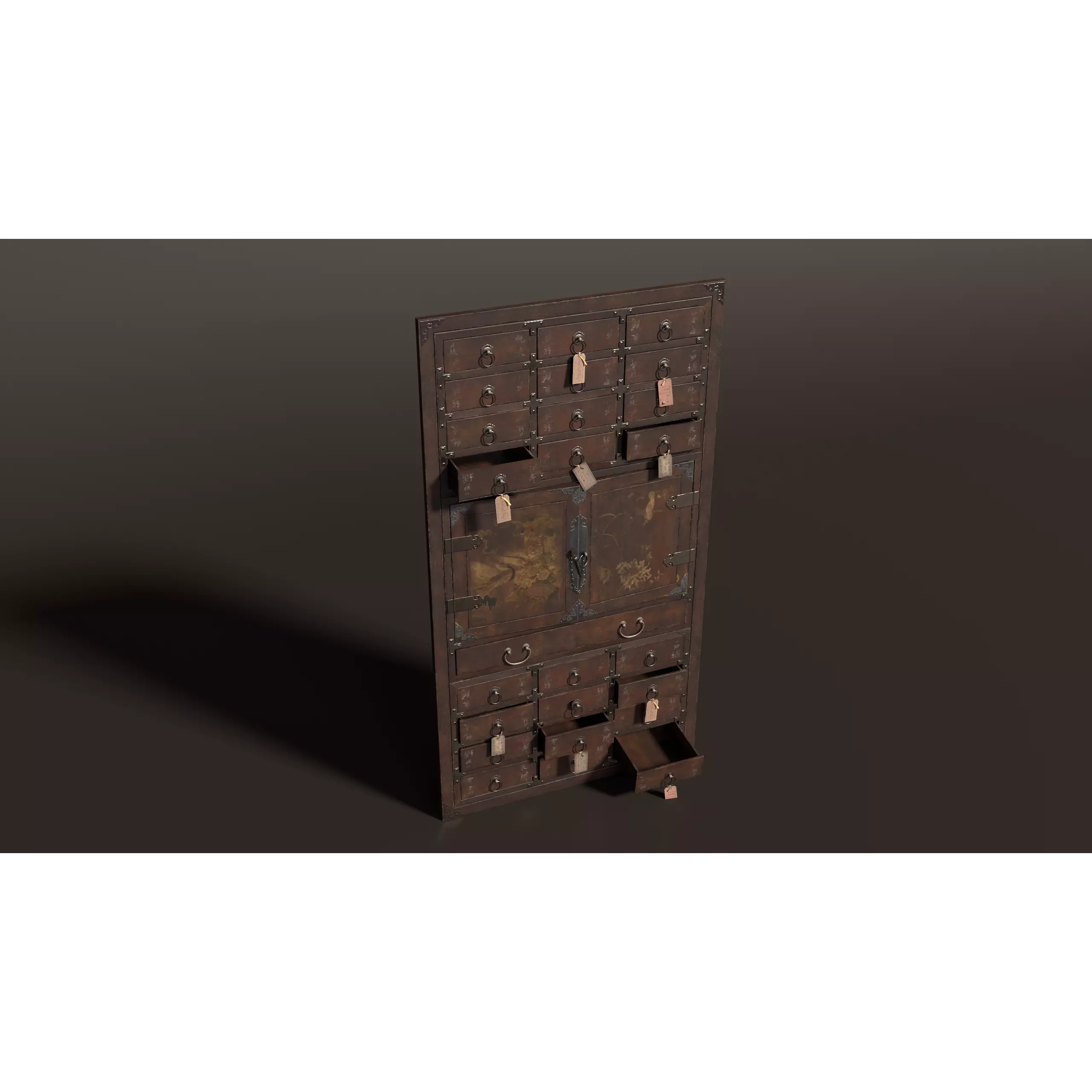 Antique Chinese Wooden Shelf 3D Model – Low Poly PBR Furniture, FBX & OBJ - View 2
