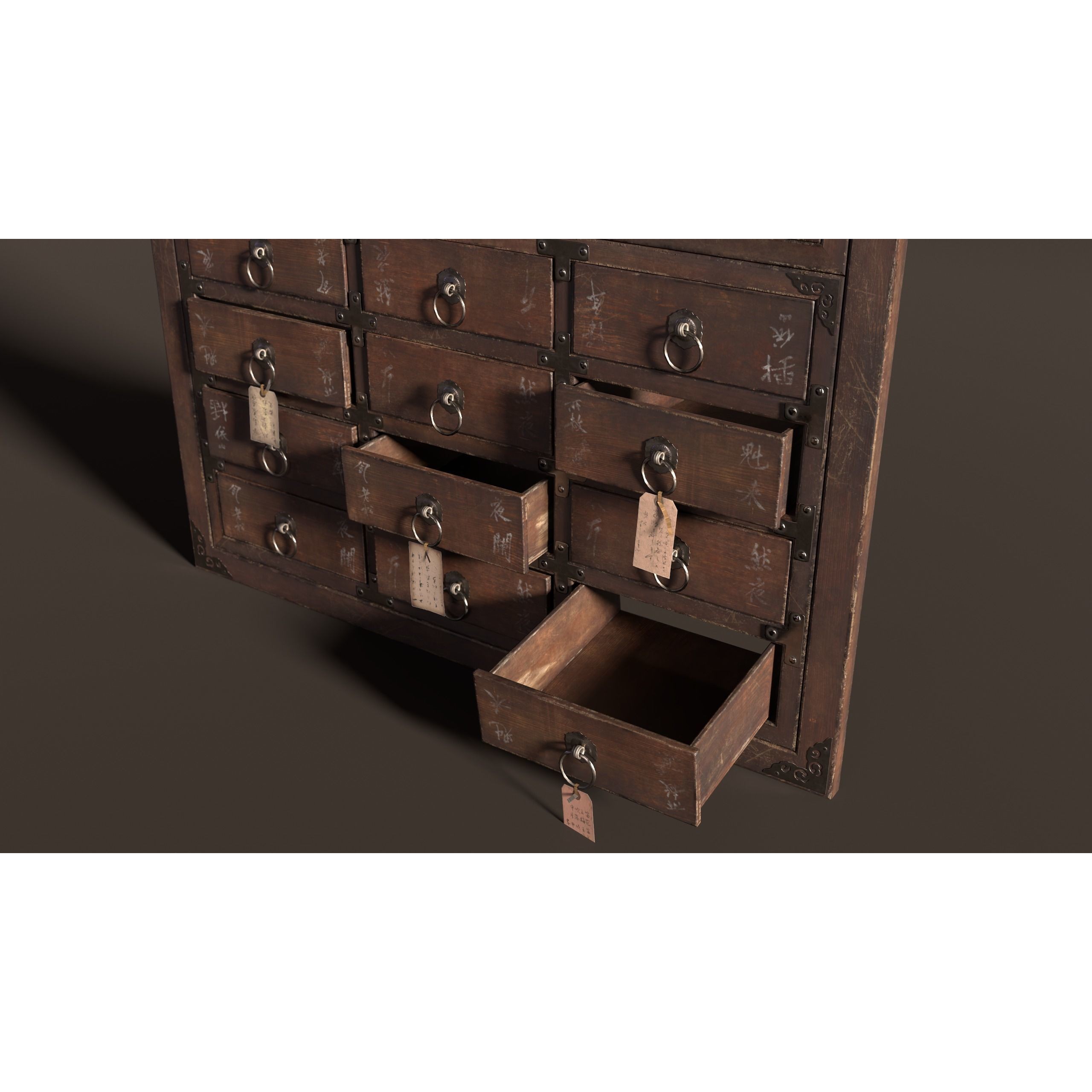 Antique Chinese Wooden Shelf 3D Model – Low Poly PBR Furniture, FBX & OBJ - View 4