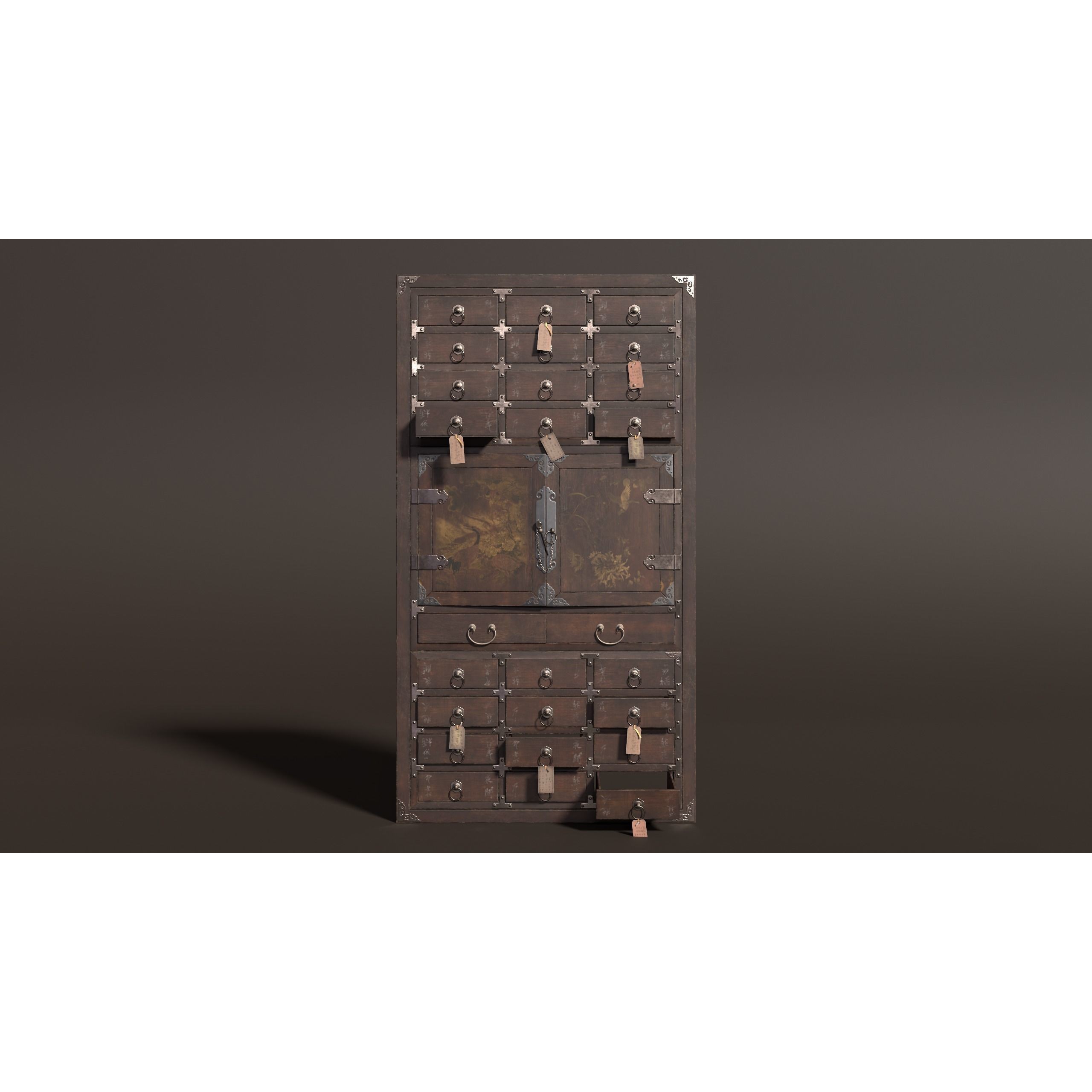 Antique Chinese Wooden Shelf 3D Model – Low Poly PBR Furniture, FBX & OBJ - View 6