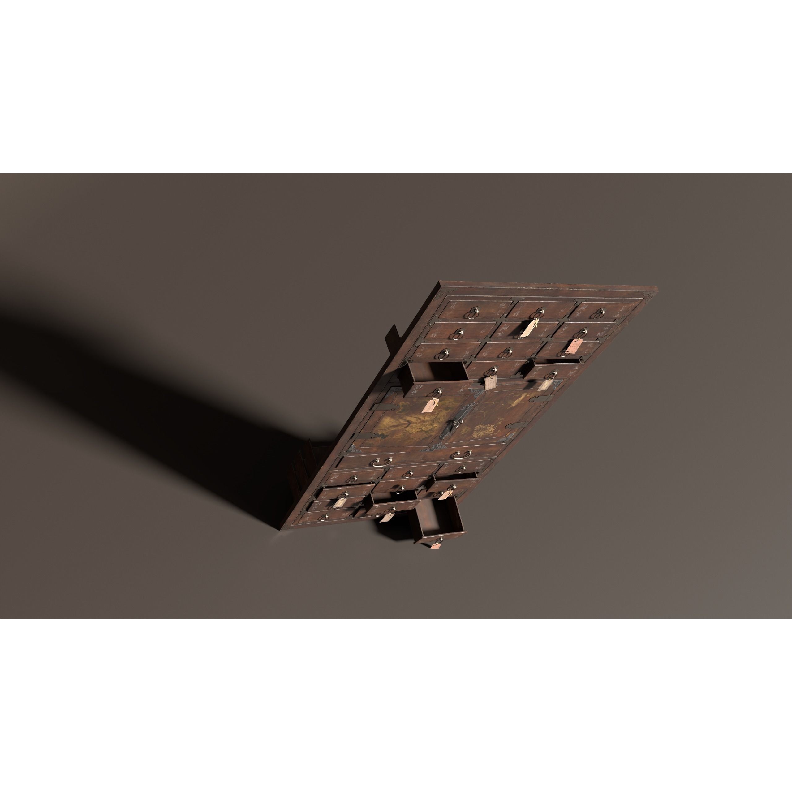 Antique Chinese Wooden Shelf 3D Model – Low Poly PBR Furniture, FBX & OBJ - View 7