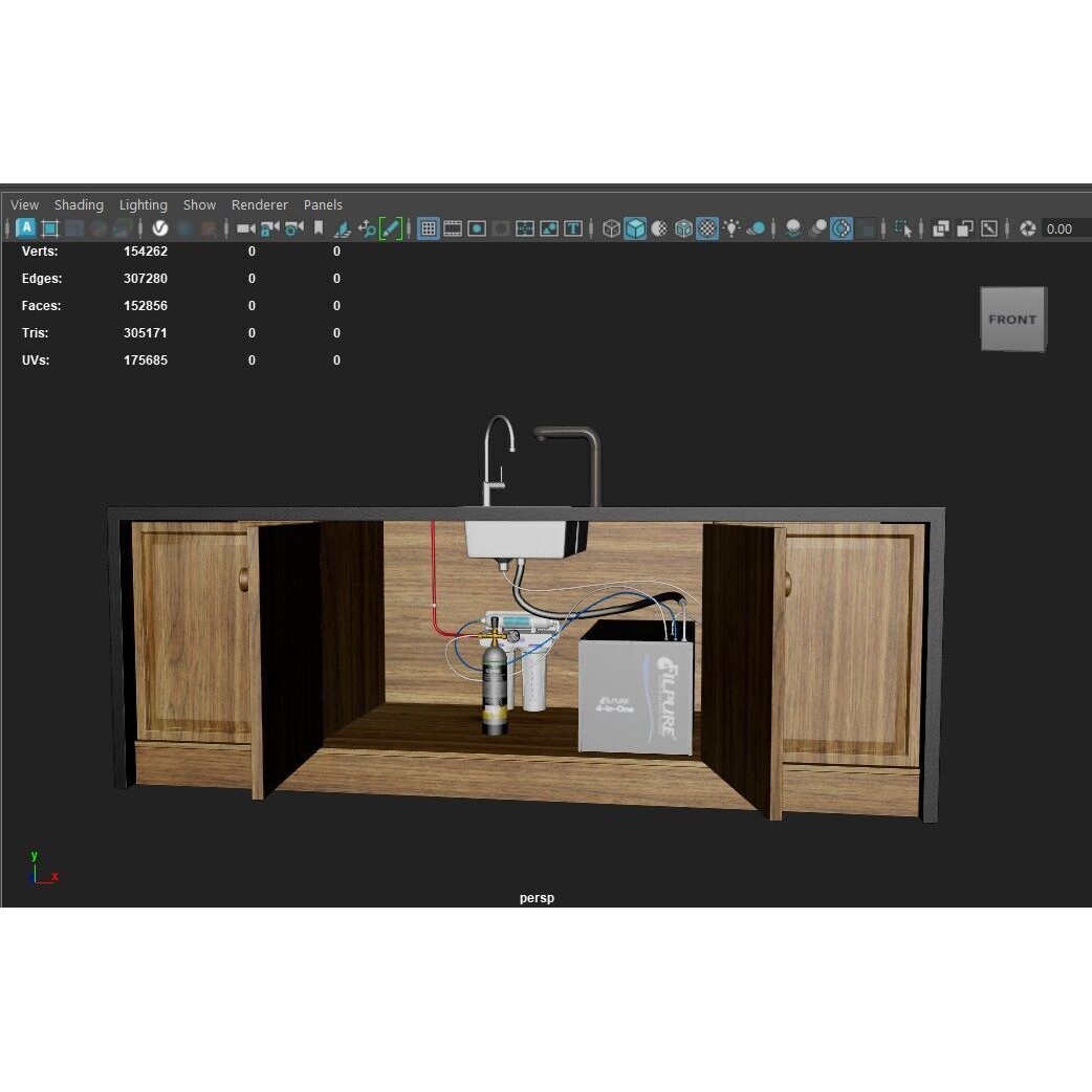 Kitchen Counter 3D Model – PBR Low Poly with Water Filter, FBX - View 10