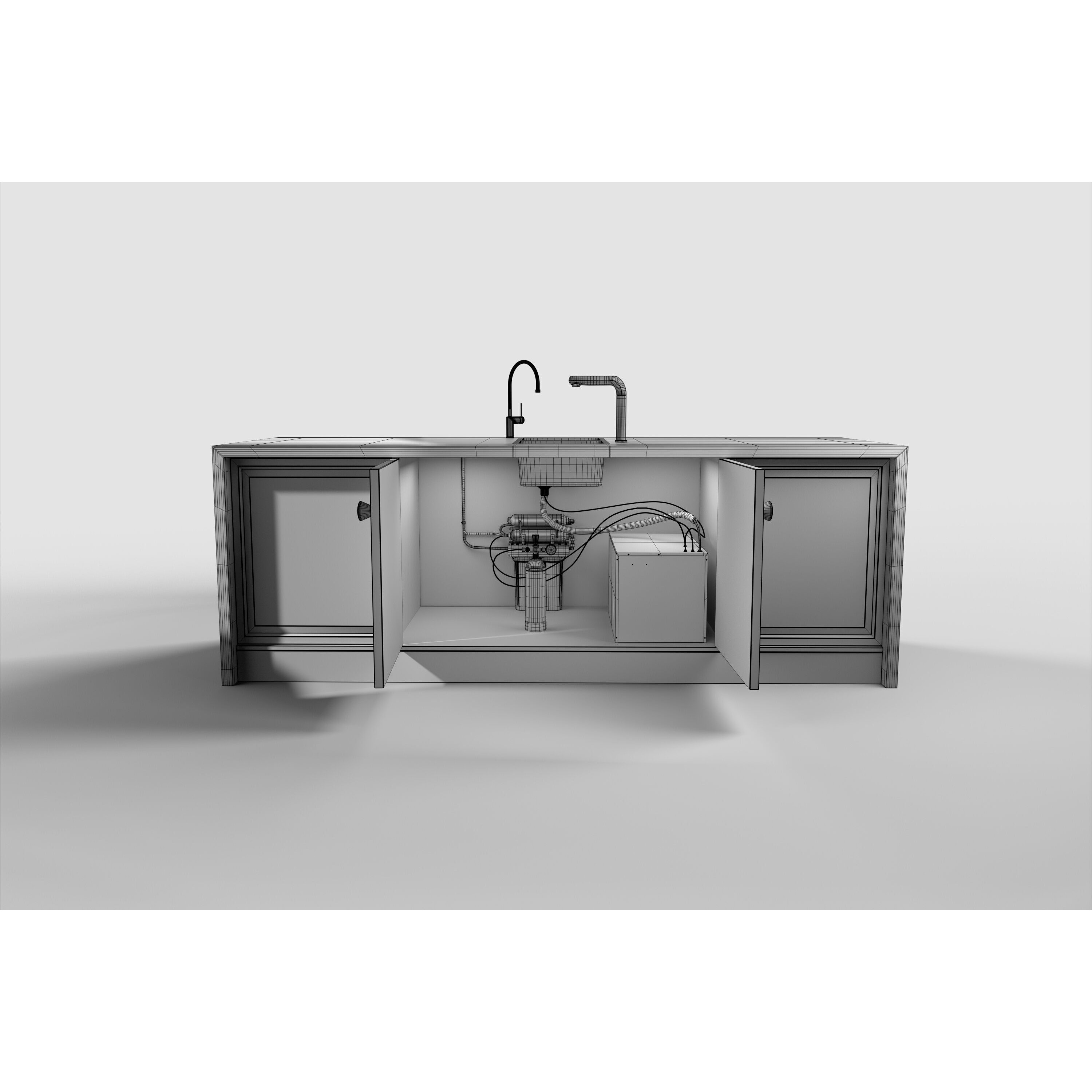 Kitchen Counter 3D Model – PBR Low Poly with Water Filter, FBX - View 17