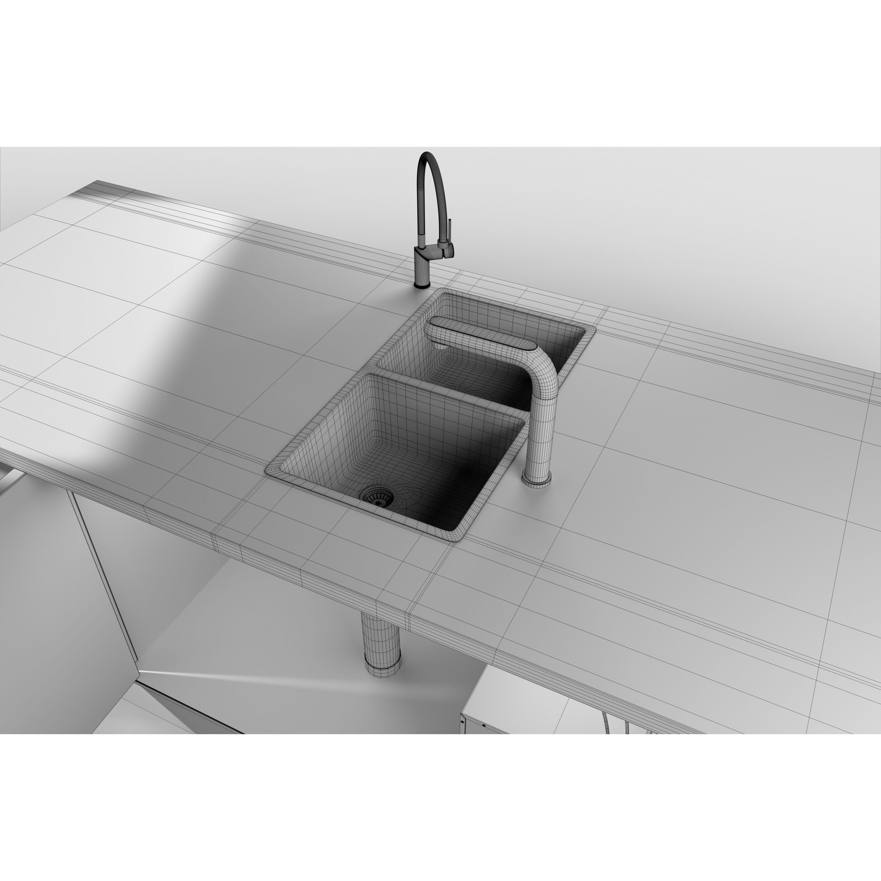 Kitchen Counter 3D Model – PBR Low Poly with Water Filter, FBX - View 18